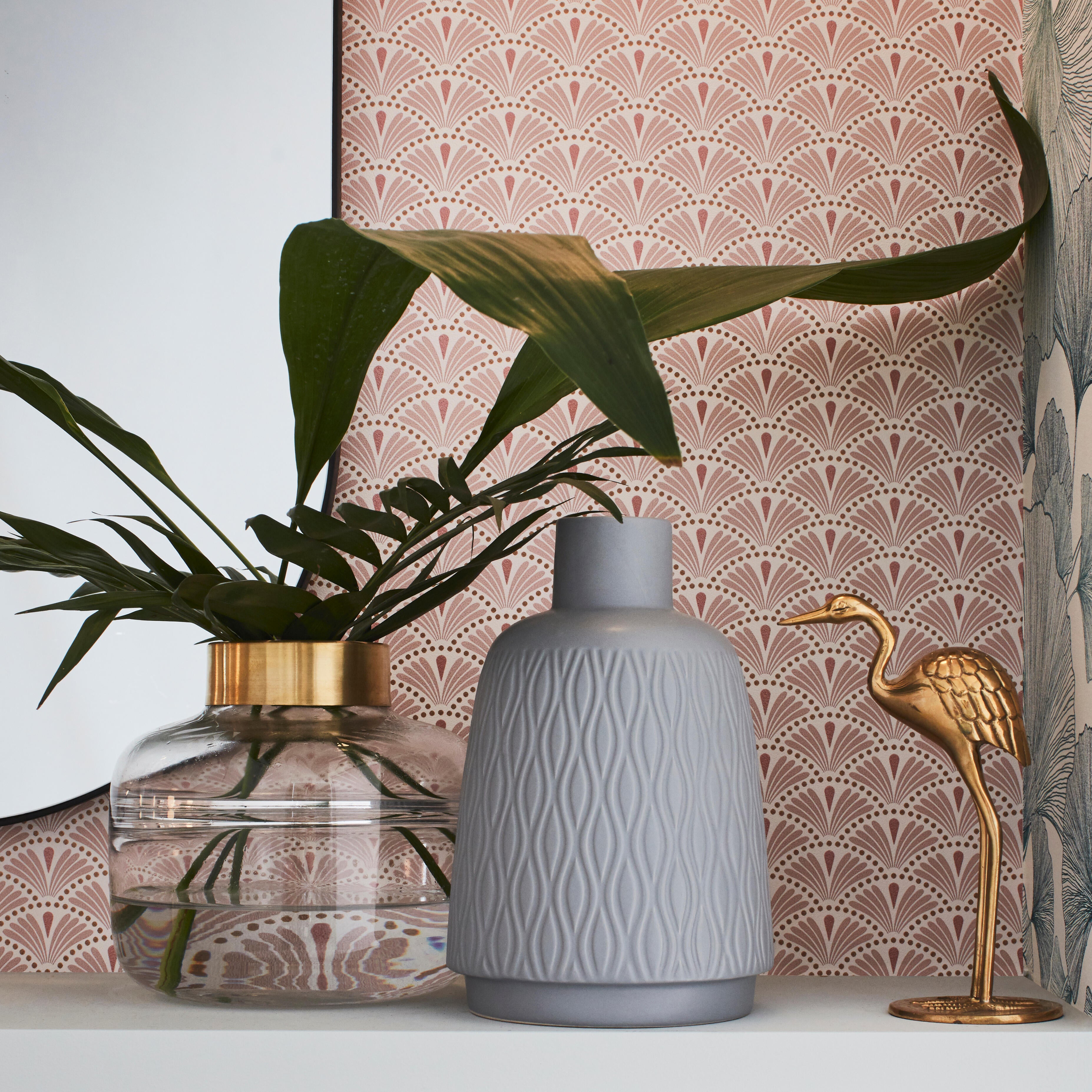 Vase décoratif céramique Gaspard, gris / argent x H.22 cm, Diam.15 cm - 4