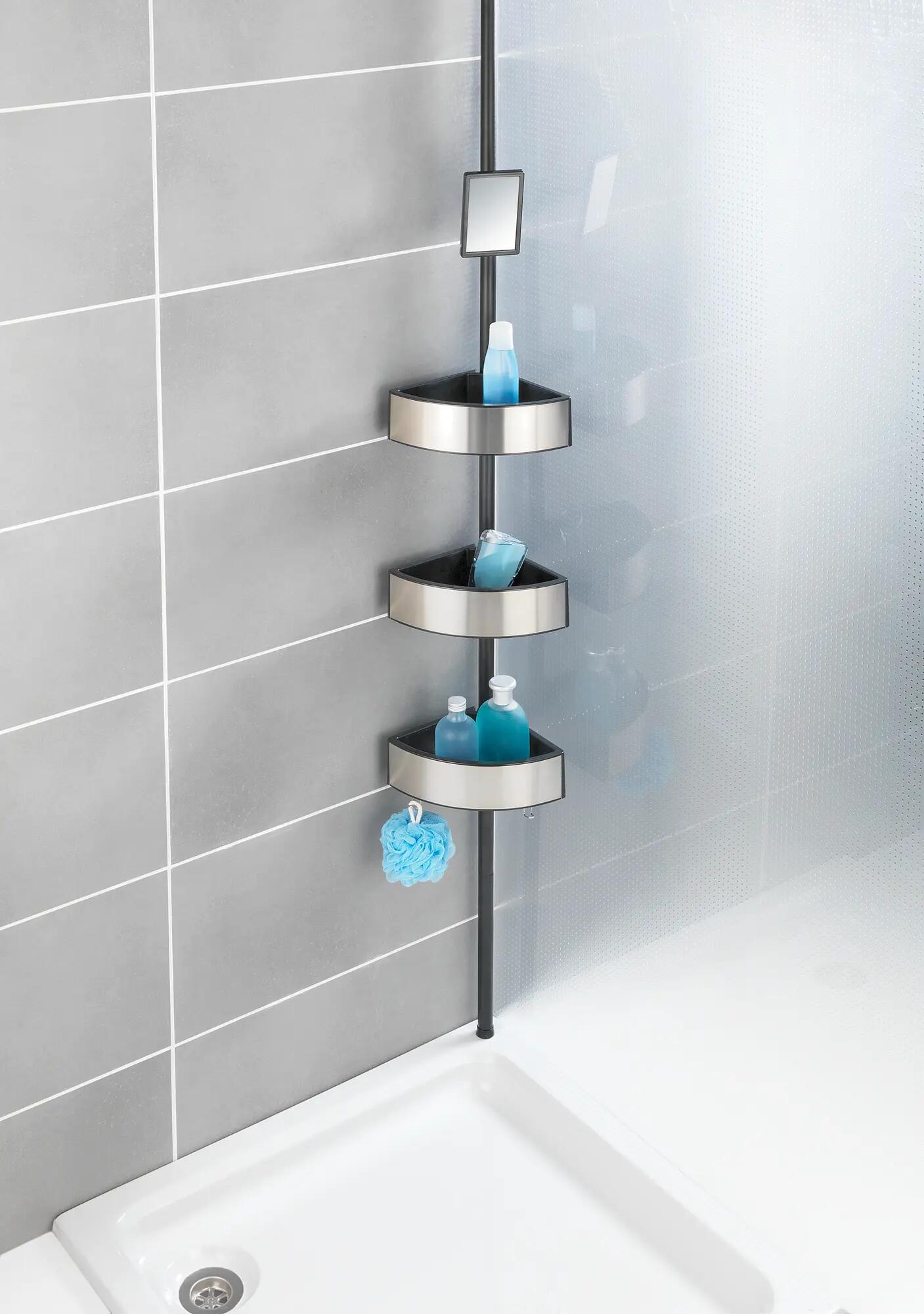 Etagère de douche argent et noir à visser / à monter mur de douche premium WENKO - 3