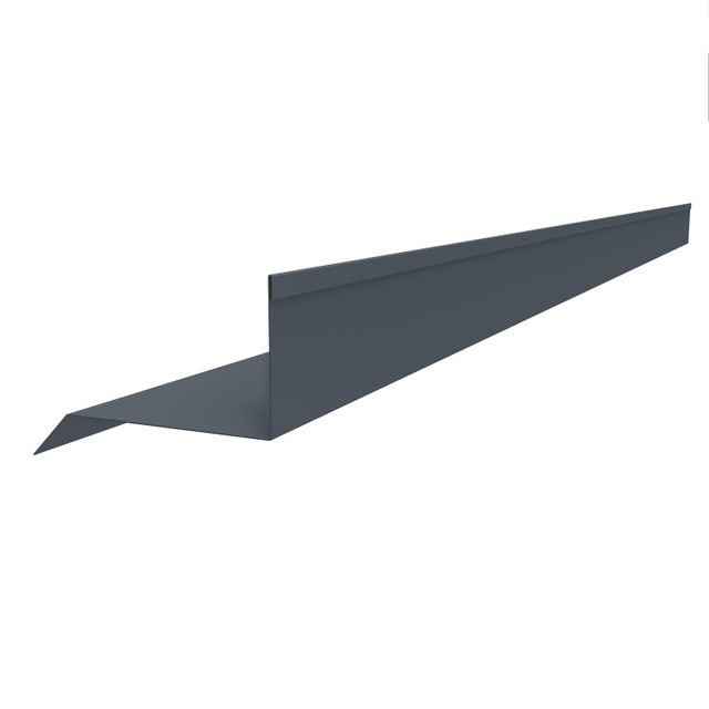 Rive contre mur pour plaque nervurée gris, L.2.1 m