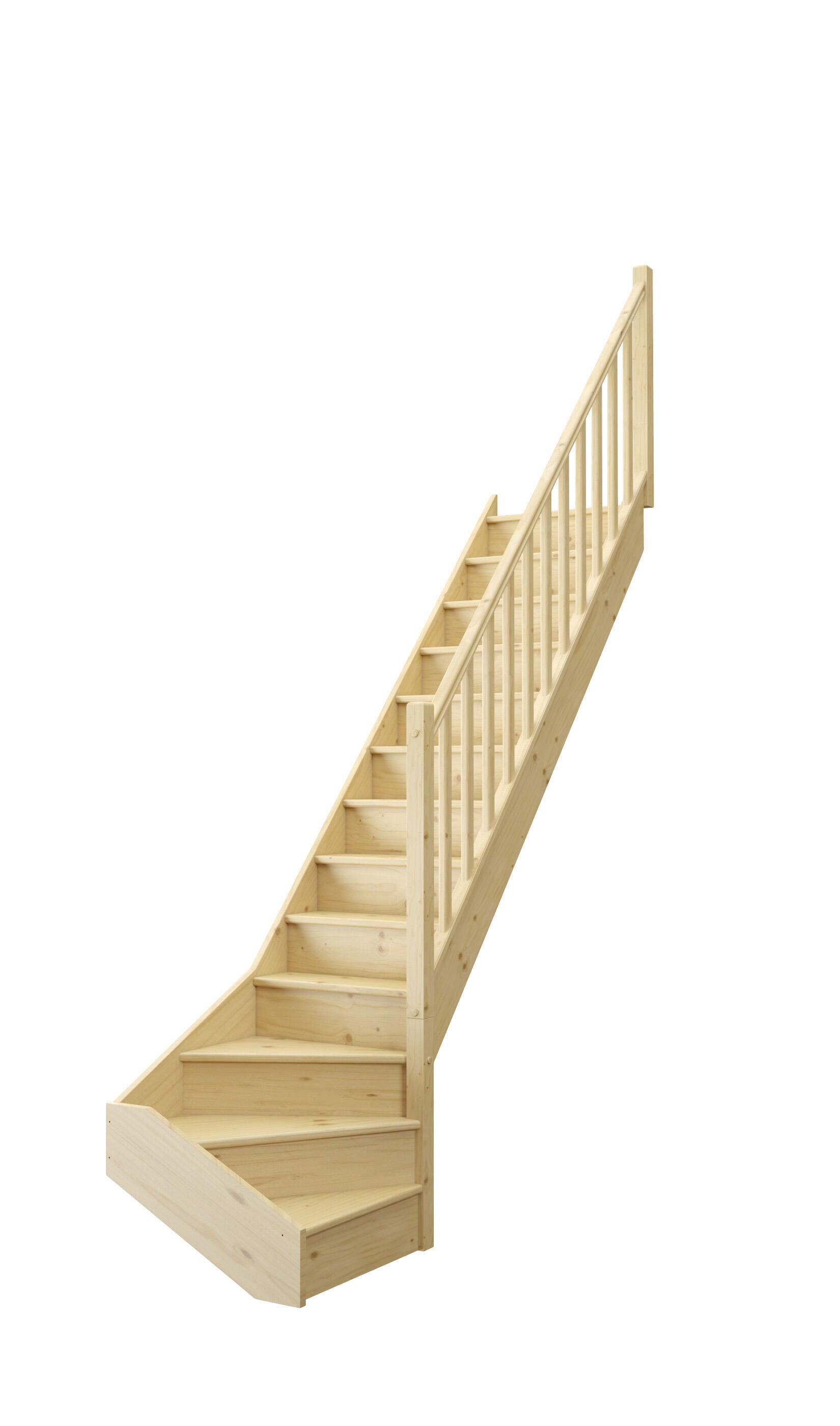 Escalier 1/4 tournant bas droit sapin Deva 2, 13 marches rampe à d, ACM, l.76cm - 2