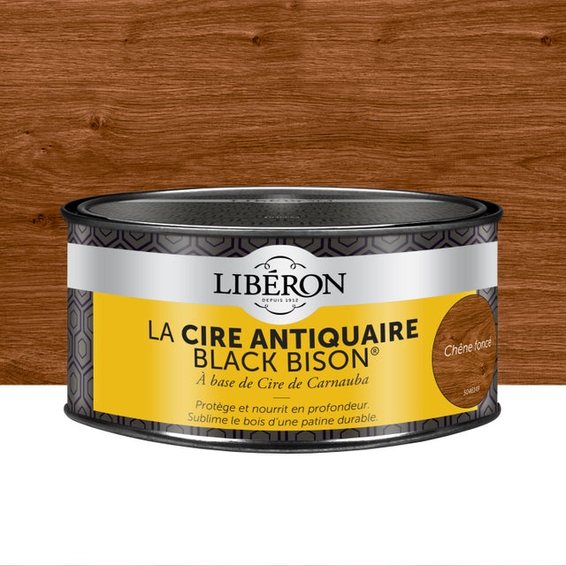 Cire en pâte meuble et objets Antiquaire black bison® LIBÉRON, chêne foncé 0.5 l