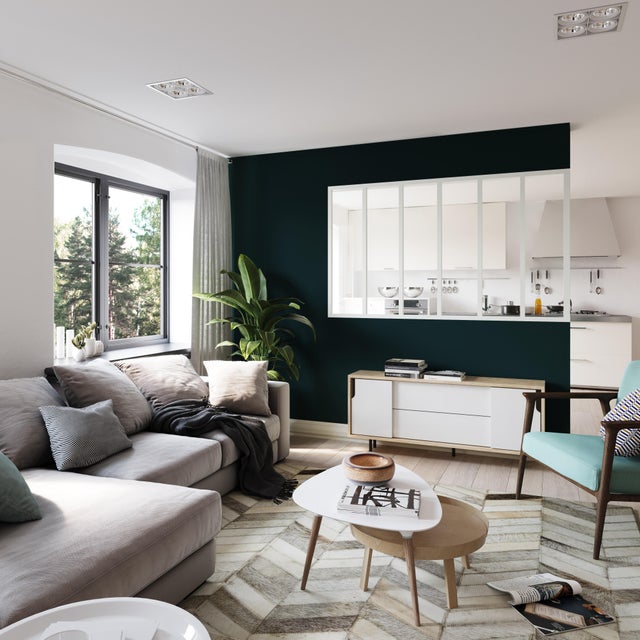 Verrière Atelier en alu blanc mat 6 vitrages transparents inclus, H.108xl.183 cm