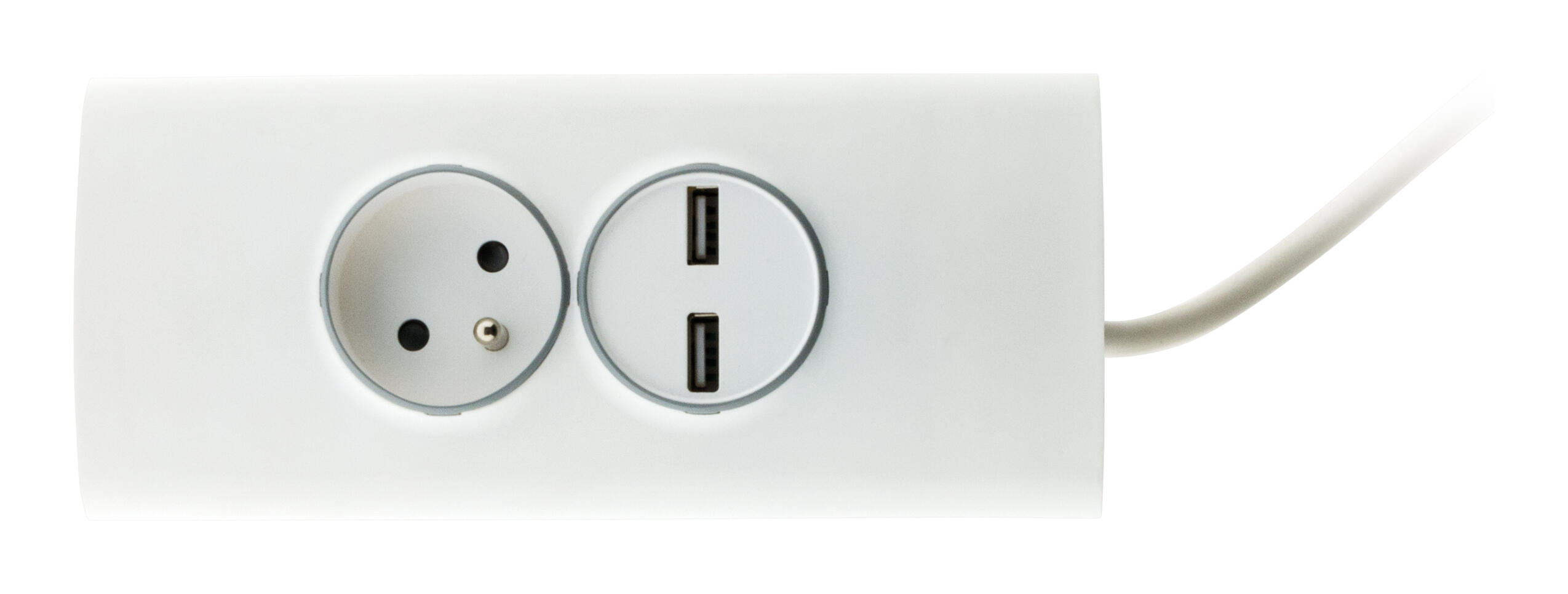 Bloc multiprise angle 2 USB filaire compact, 2 prises 16A blanc OTIO - 4