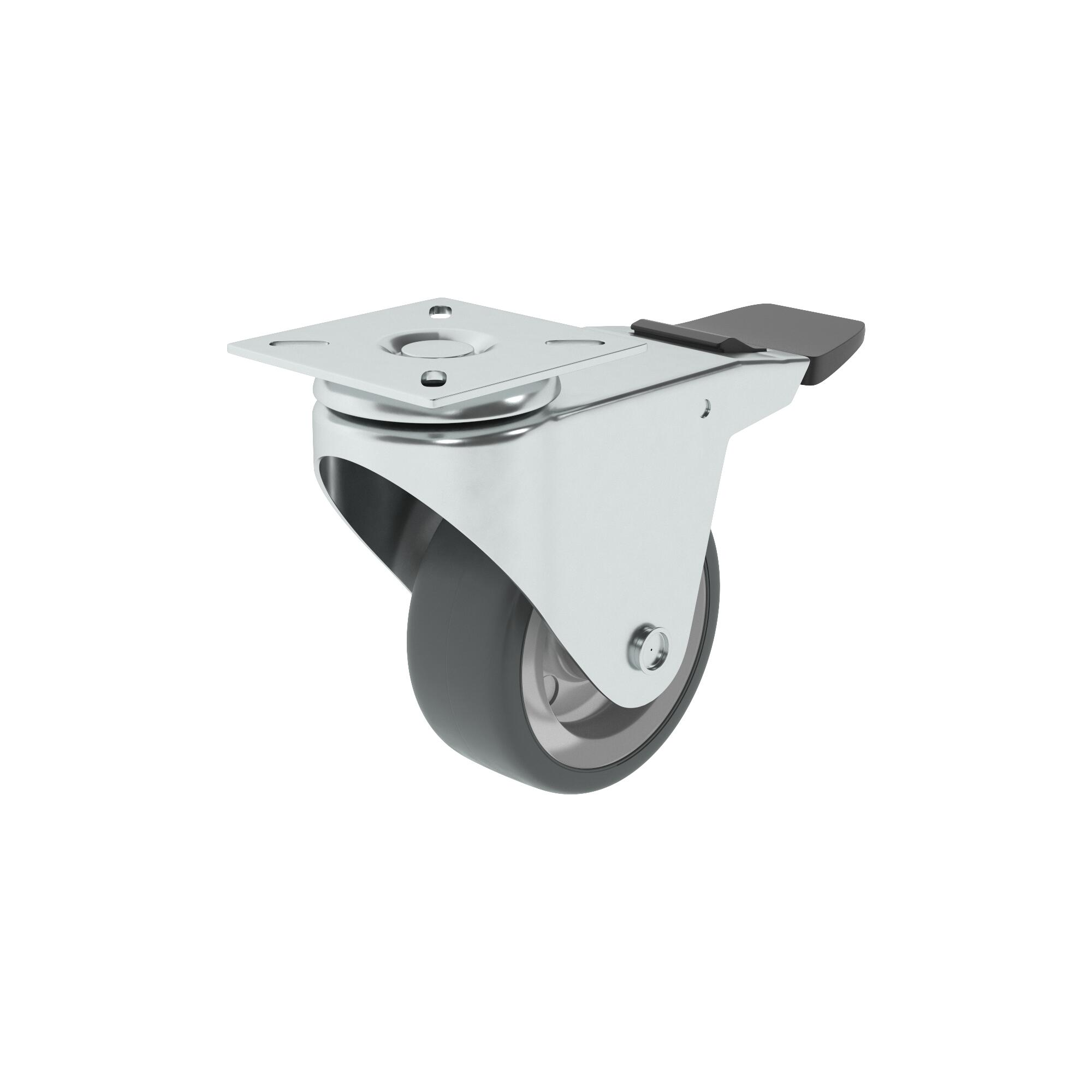 1 rueda giratoria con freno con placa , ø 75 mm, peso max. 60 kg