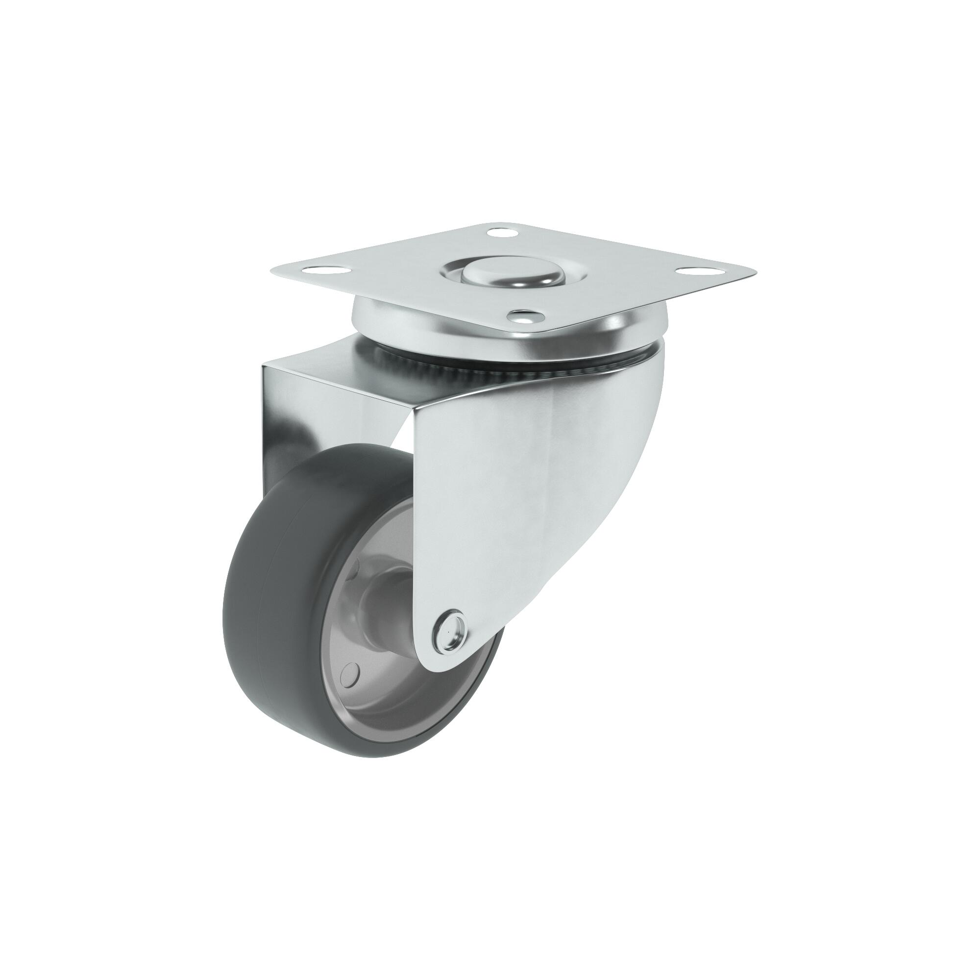 1 rueda giratoria sin freno con placa , ø 75 mm, peso max. 60 kg