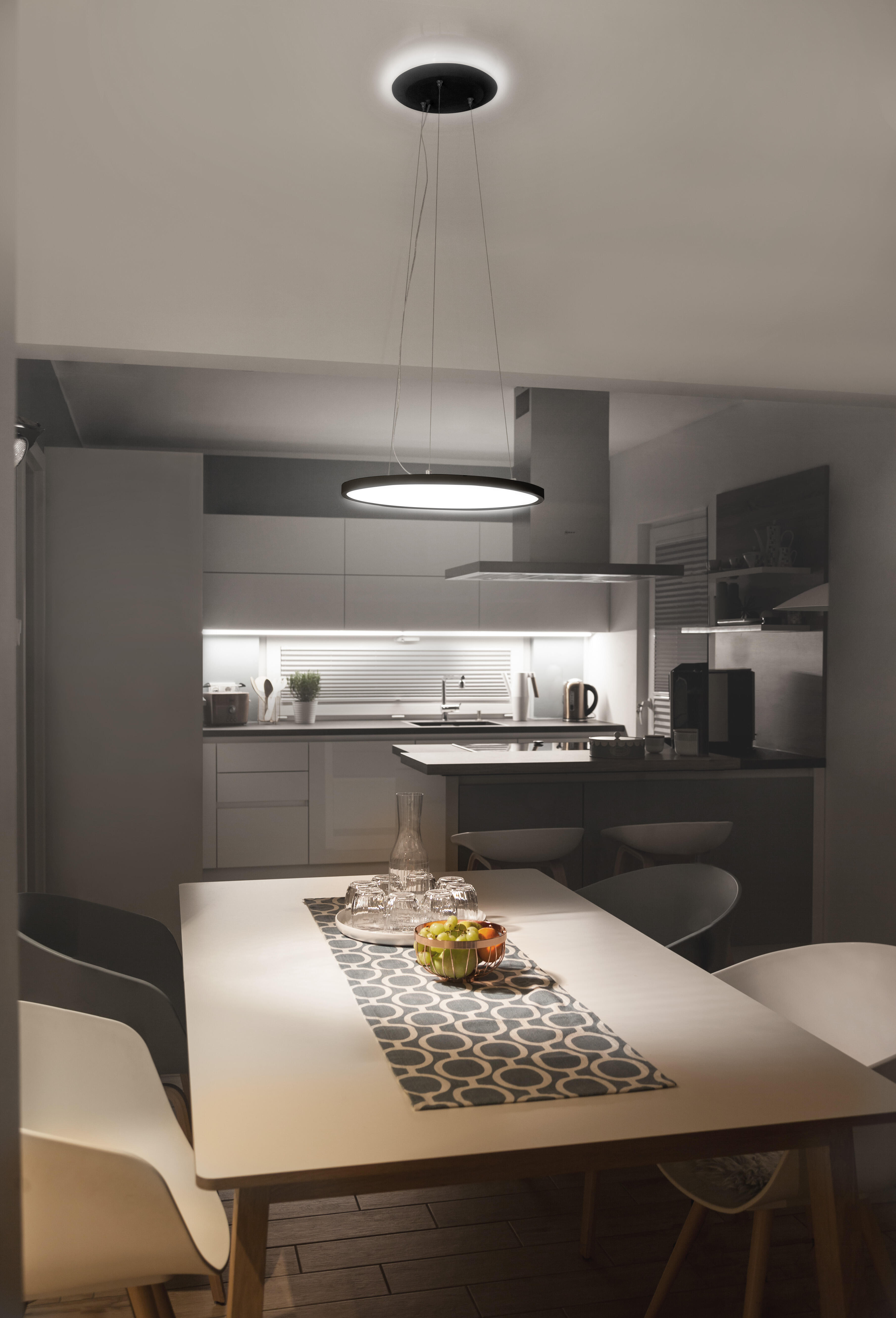 Panneau LED diam 40 cm, 22 W, éclairage indirect, blanc chaud à neutre, noir - 7