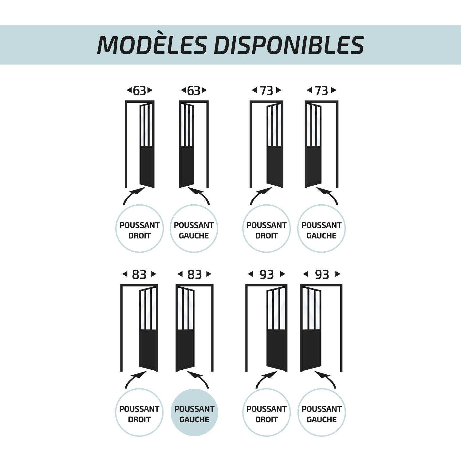Bloc-porte vitré Atelier noir H.204 x l.83 cm, poussant gauche - 8