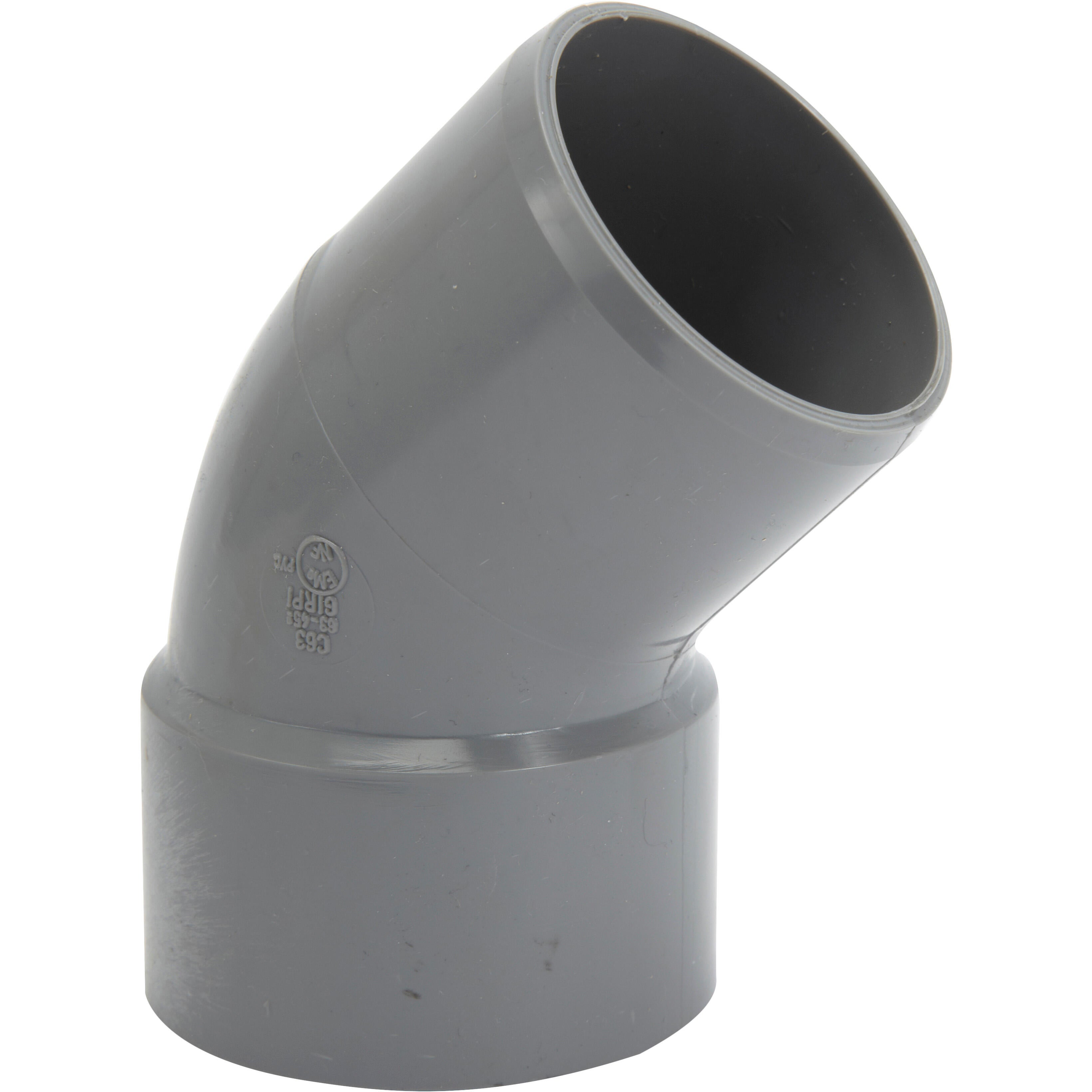 Coude 45° en pvc à coller, femelle / mâle, D63 - 2