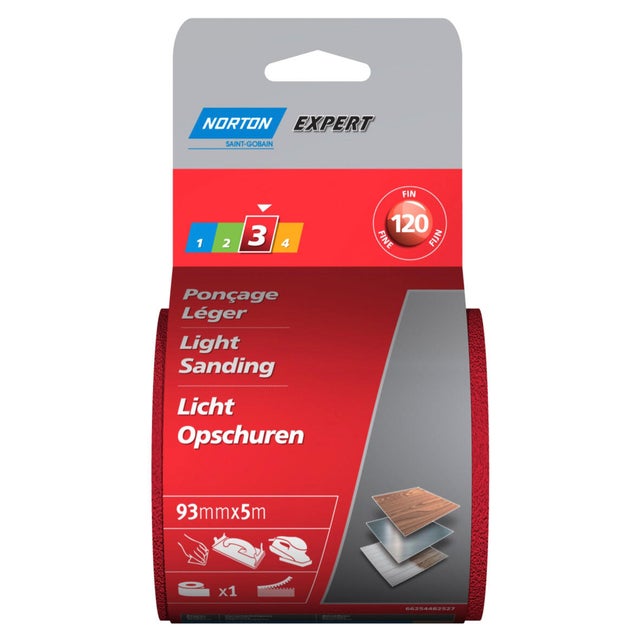Rouleau Papier Abrasif Grain 120 - 115 Mm X 10 M - Parfait Pour Ponçage Bois, Plastique Et Mastic