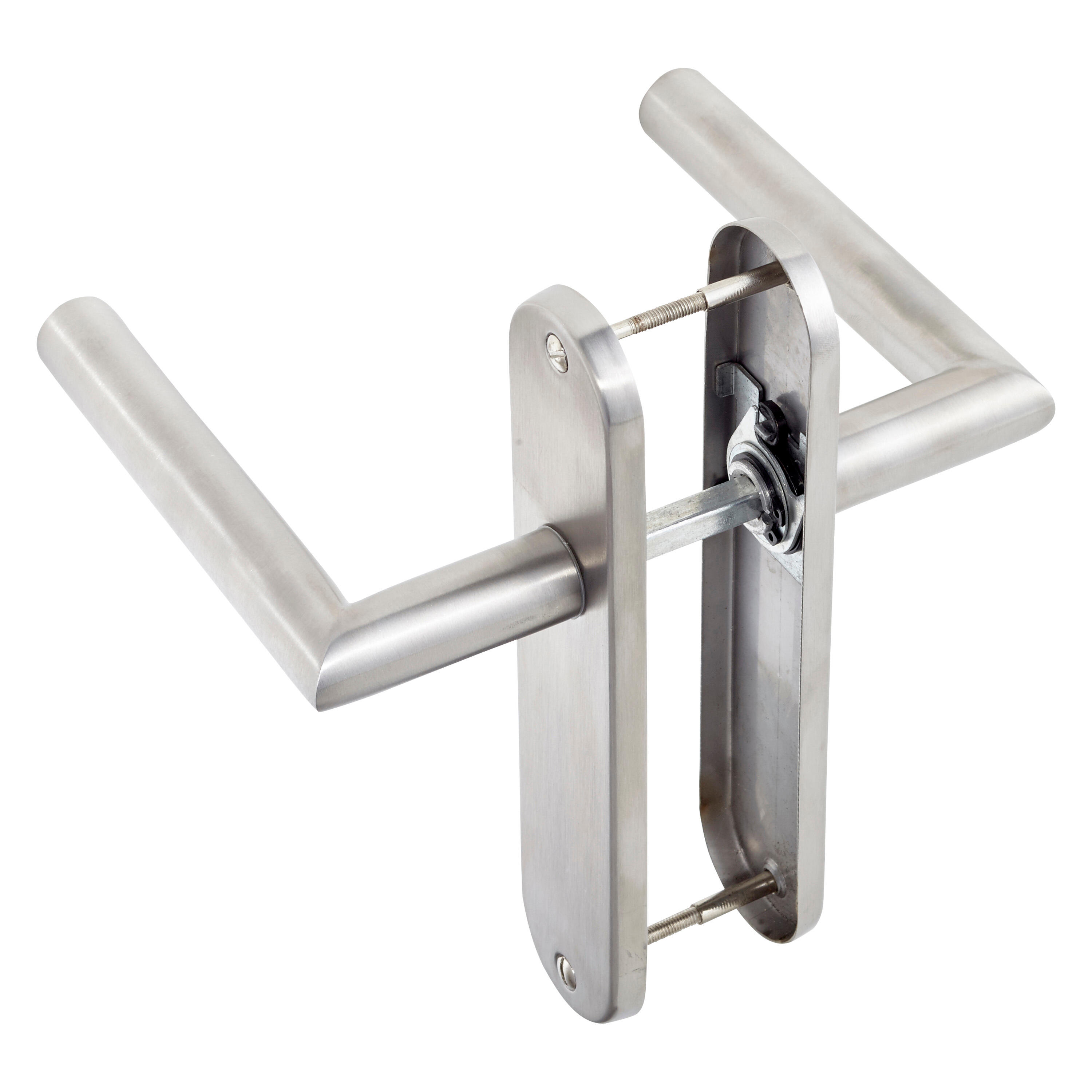 2 poignées sur plaque sans trou Sara acier nickel brillant, entraxe 165 mm - 3