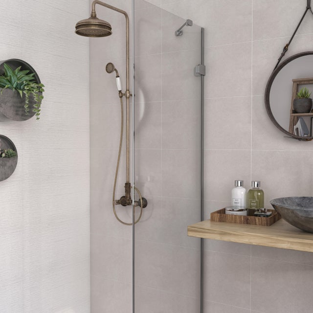 Carrelage mur intérieur effet pierre blanc Ozone l.30 x L.60 cm