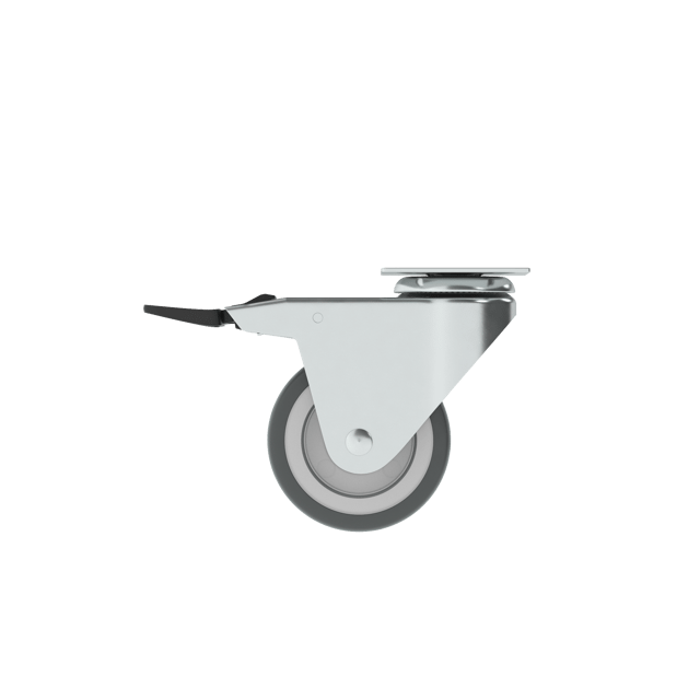 Roda com travão STANDERS PLACA 360º 75MM 60 CINZA ANTIDESLIZANTE