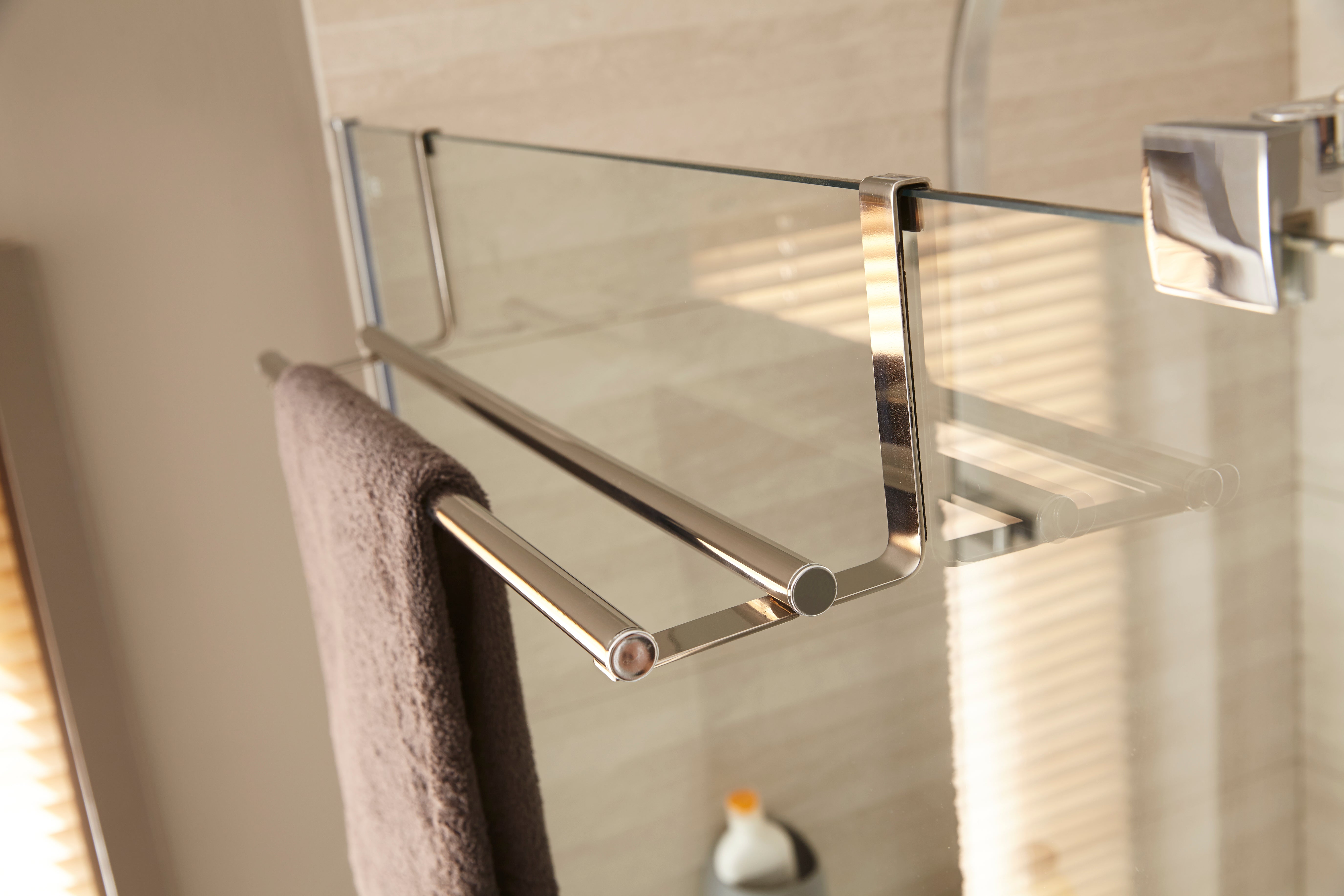 Porte Serviette Pour Paroi De Douche En Verre Porte-serviettes acier 2 barres fixes hook | Leroy Merlin