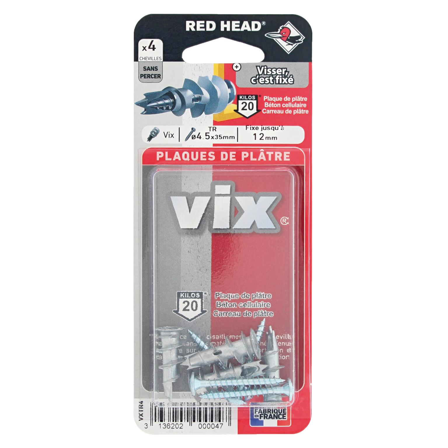 Cheville murale avec vis vix RED HEAD x L.30 mm - 4