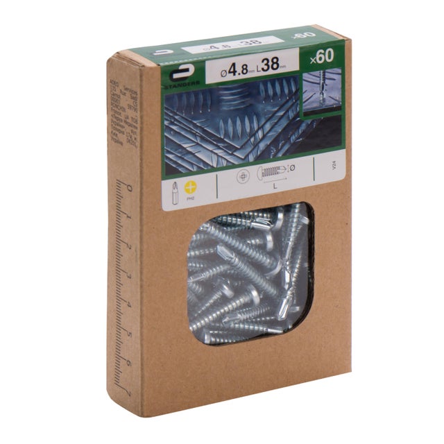 60 vis acier tête ronde phillips STANDERS, Ø4.8 x L.38 mm