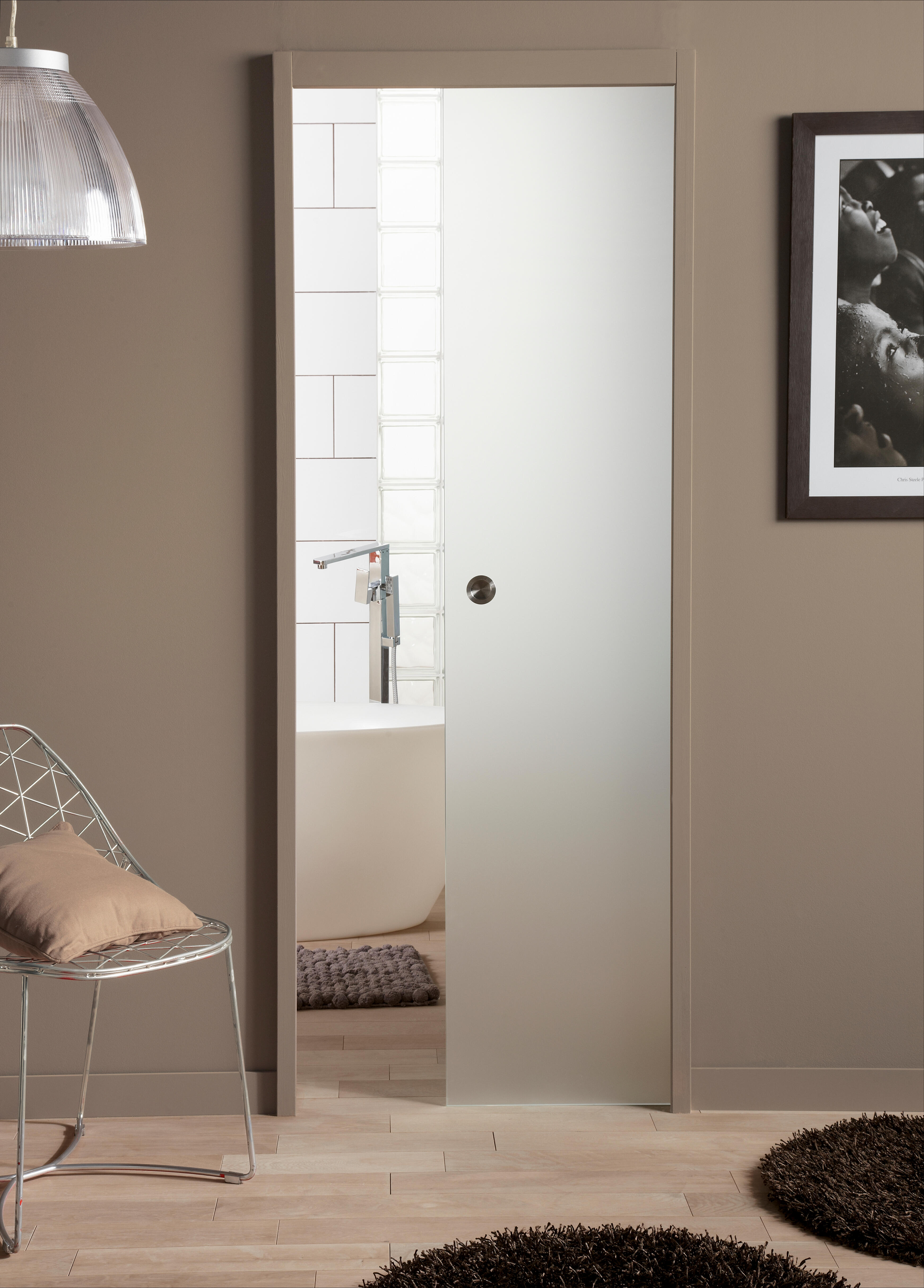 Puerta de interior corredera de cristal mate templado Artens Orlando anchura 83cm - 6