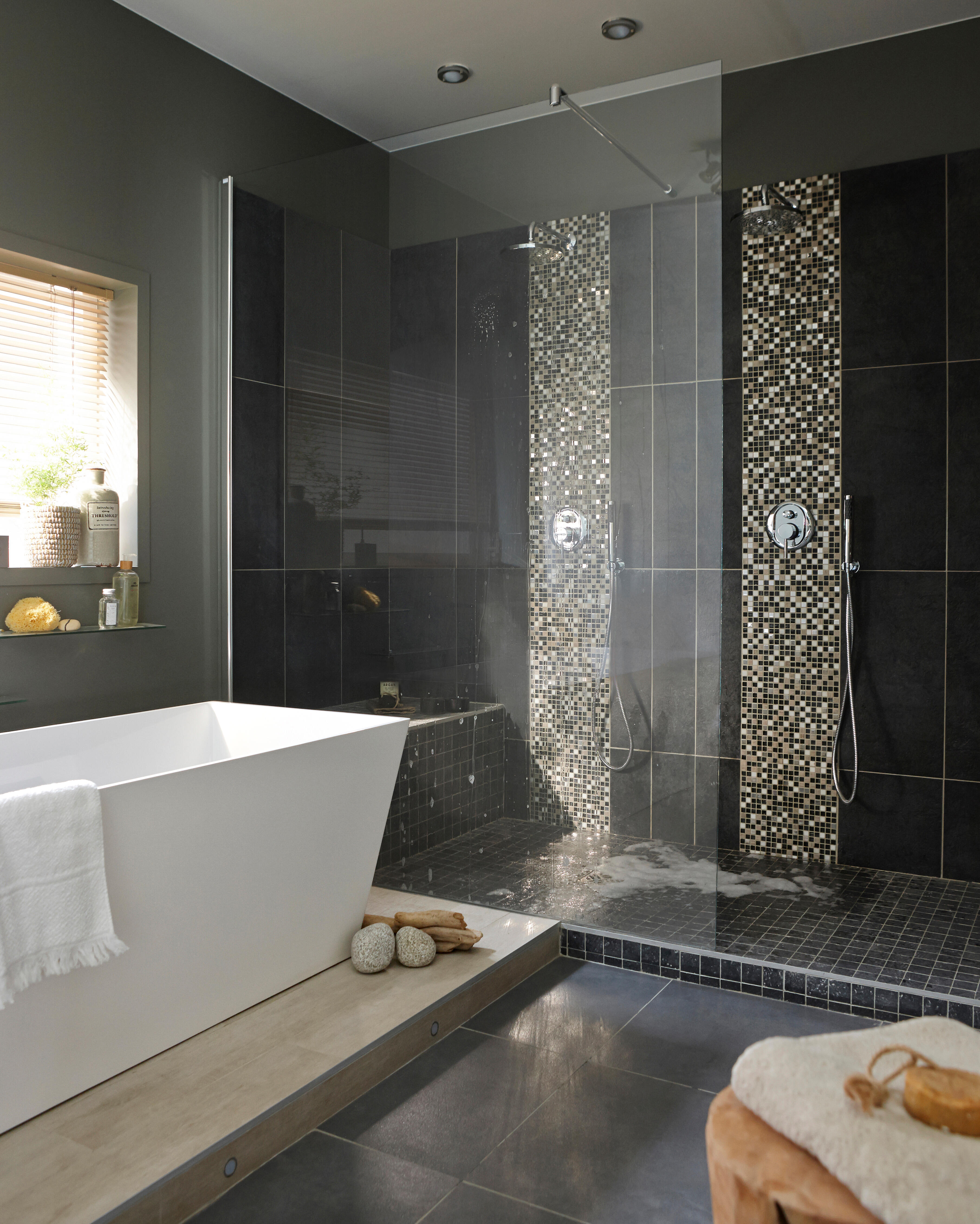 Carrelage mur intérieur / sol intérieur effet pierre anthracite Vestige l.30 x L - 5