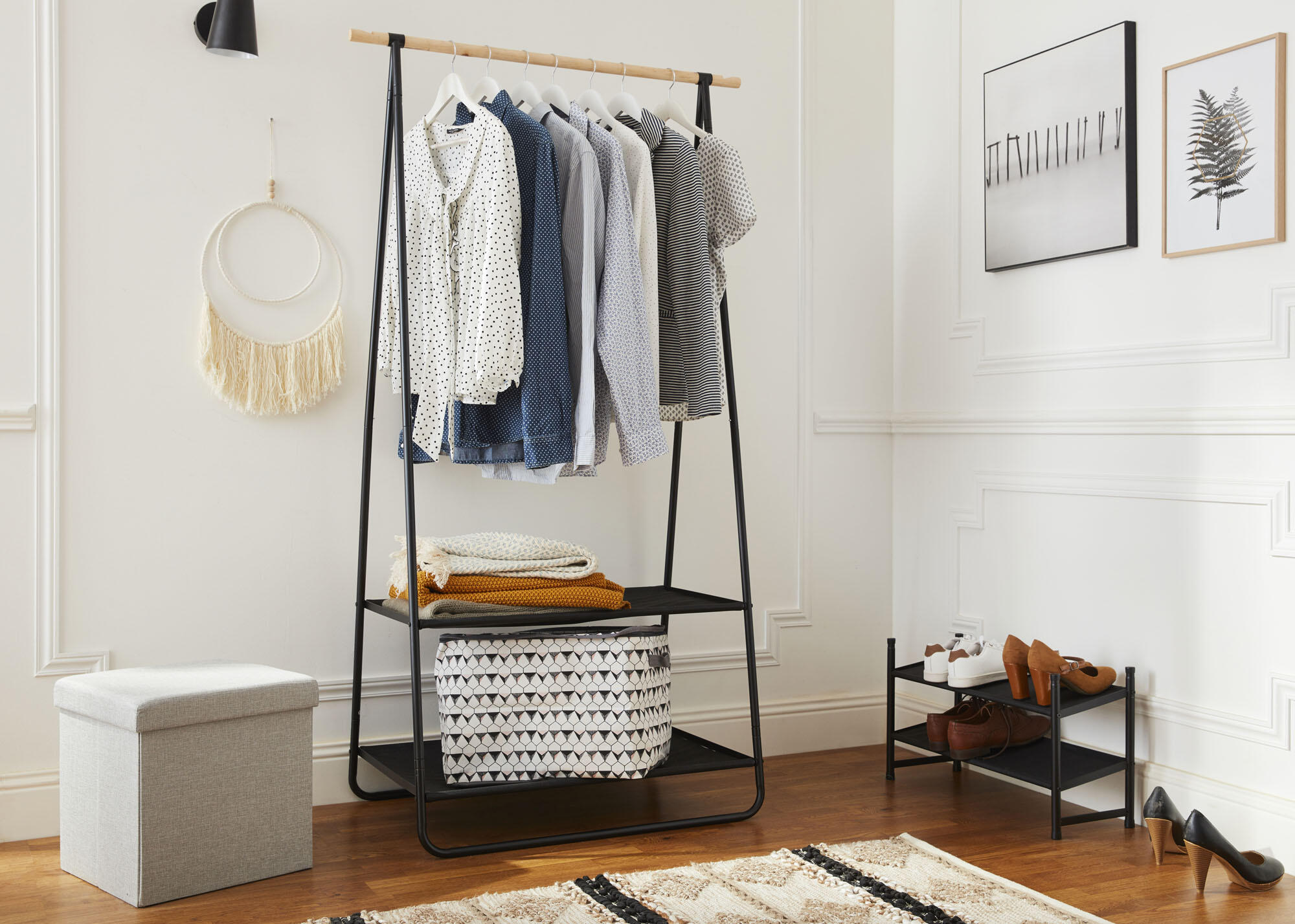 Range-chaussures noir, 6 paires maximum H.35 x l.63 cm - 2