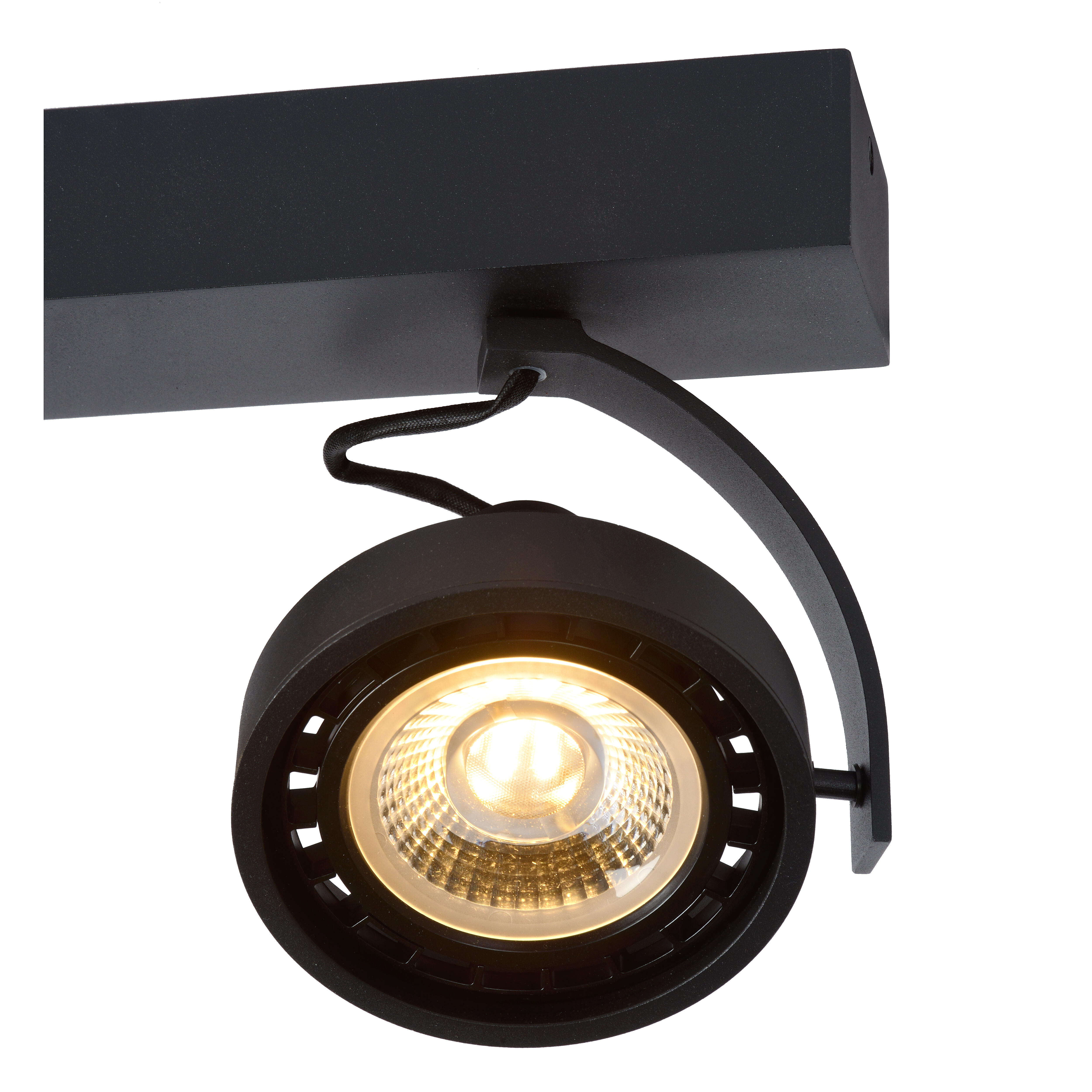 Rampe 3 spots gu10, industriel, aluminium noir, LUCIDE Dorian - 4