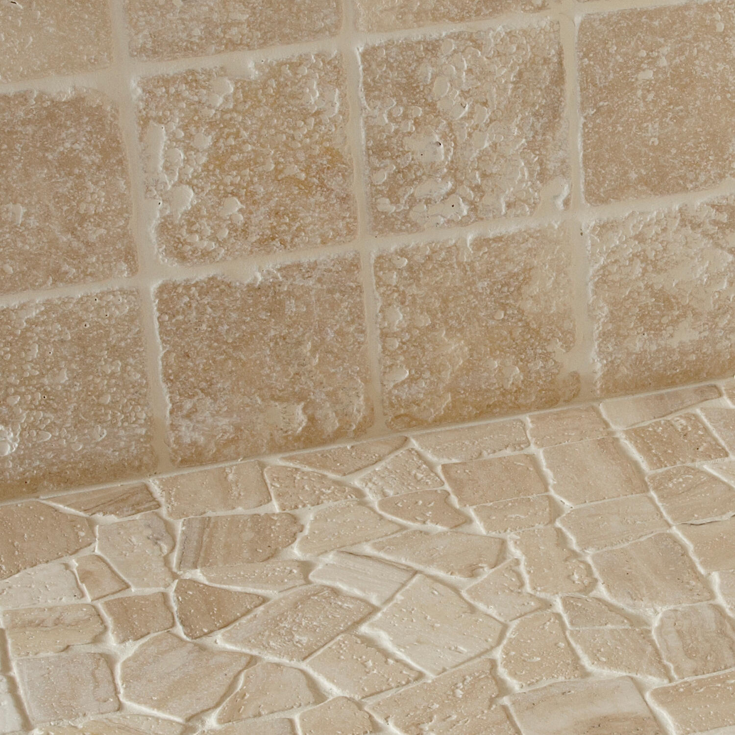 Carrelage mur intérieur effet pierre ivoire Travertin l.10 x L.10 cm x Ep.10 mm - 4