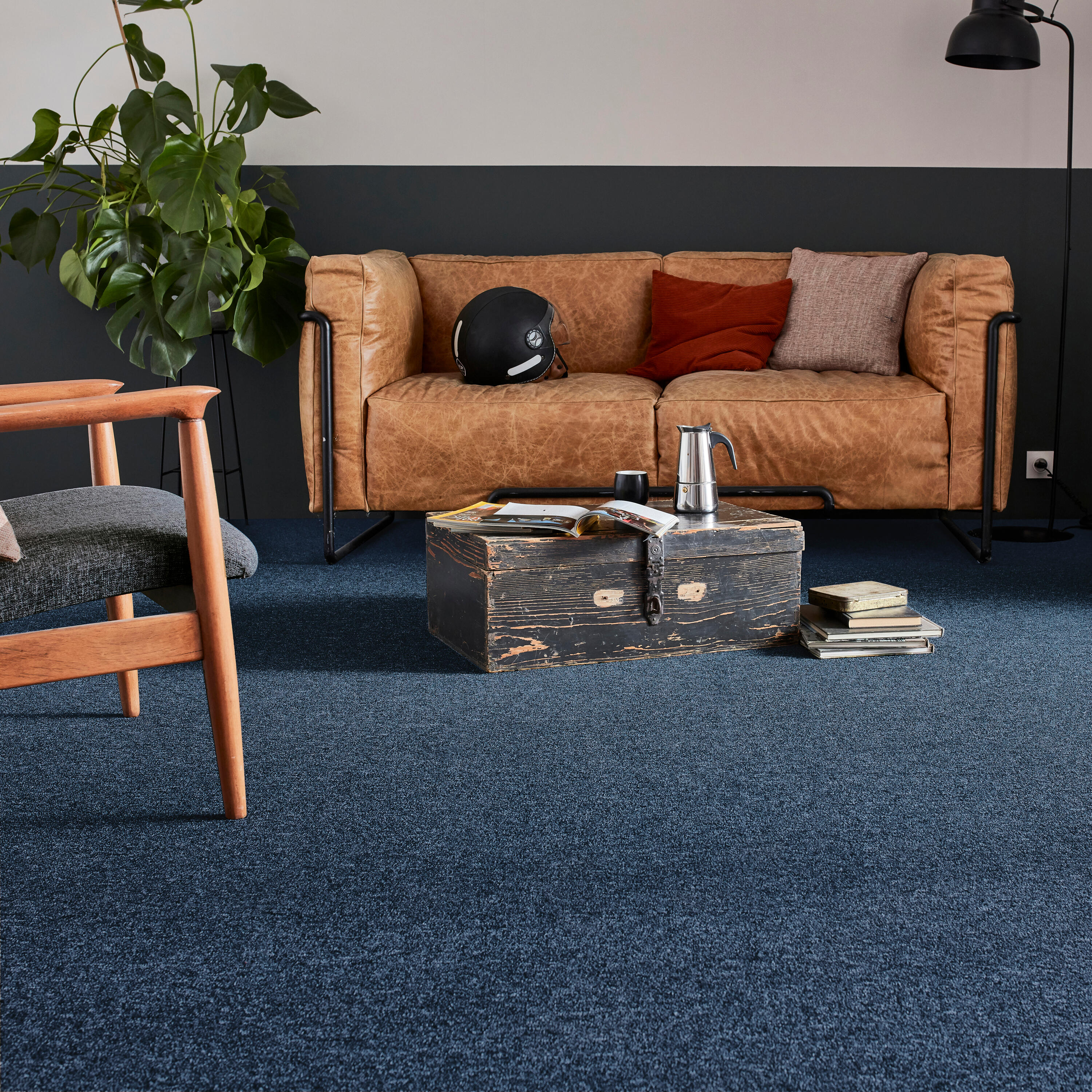 Dalle moquette bouclée Diva bleu foncé L.50 x l.50 cm - 2