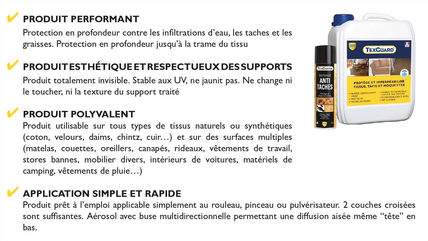Imperméabilisant GUARD INDUSTRIE Texguard, aérosol traitement anti taches 0.4 l - 8
