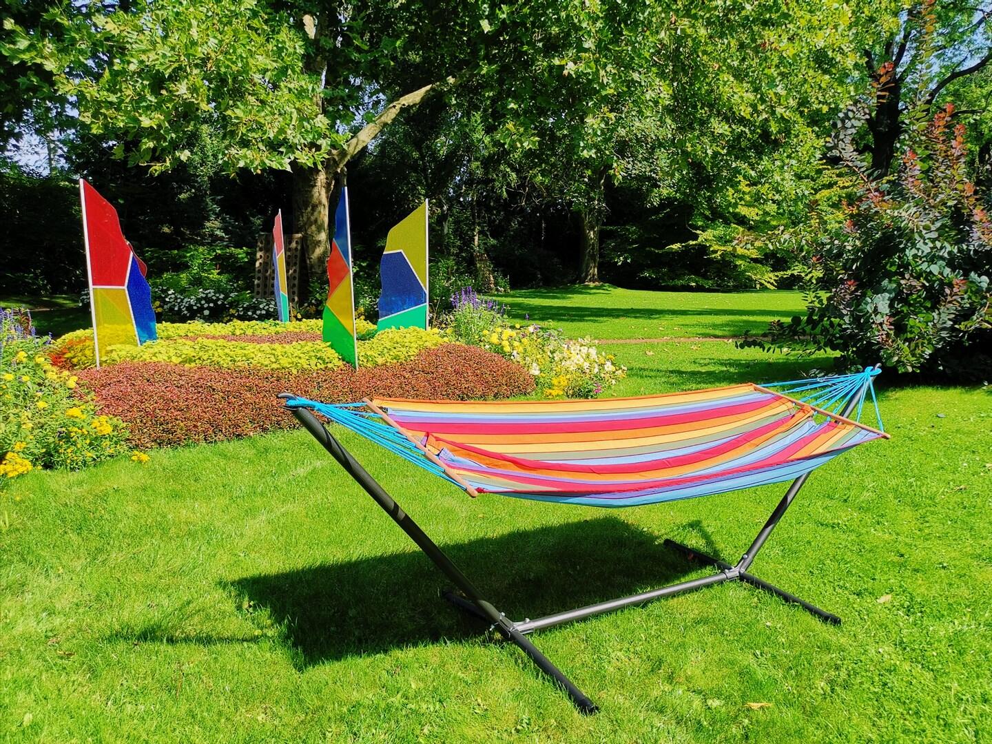 Hamac avec structure acier Metalik JOBEK multicouleur L.300 x l.120 cm - 4
