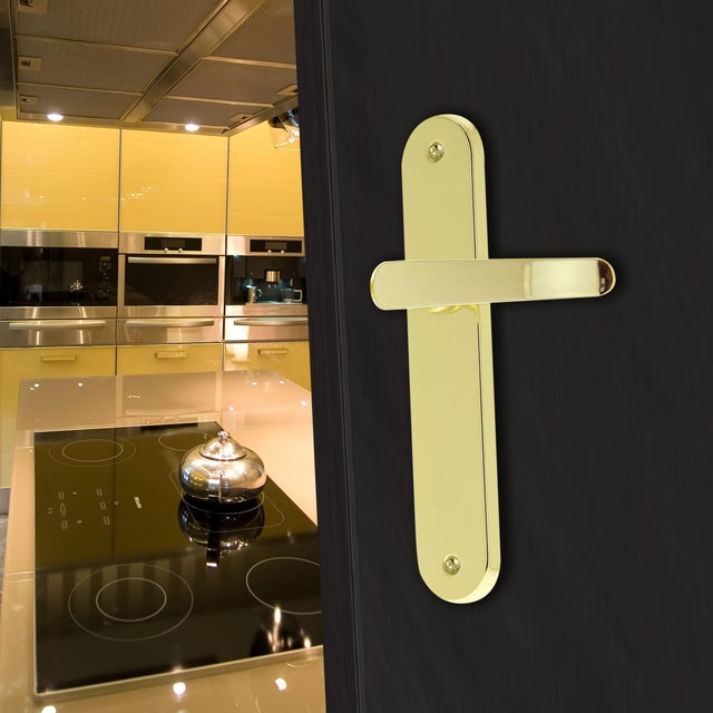 2 poignées sur plaque sans trou Ludon laiton laiton brillant, entraxe 165 mm