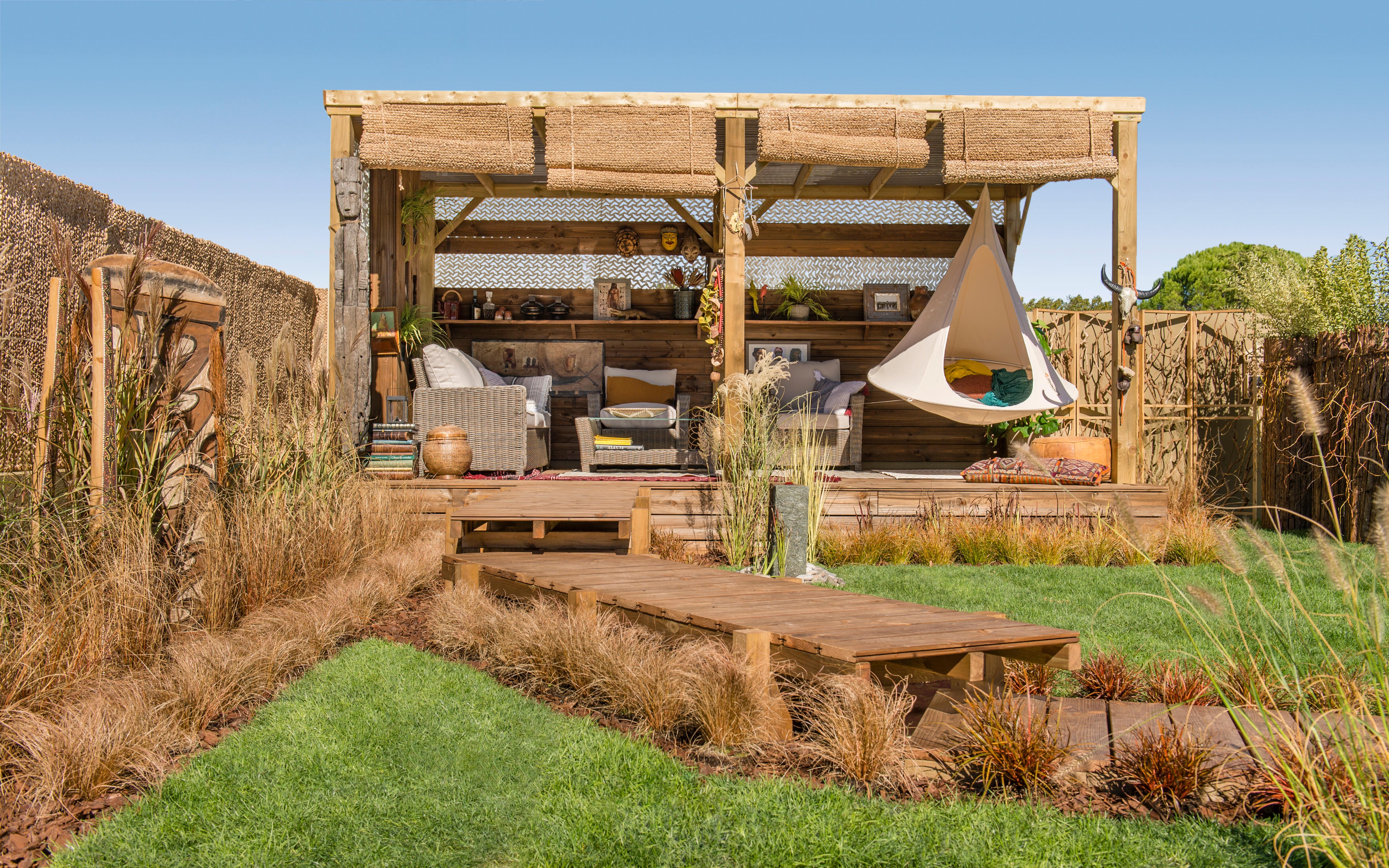 Voile d'ombrage rectangulaire gris/blanc L.400 x l.300 cm - 8