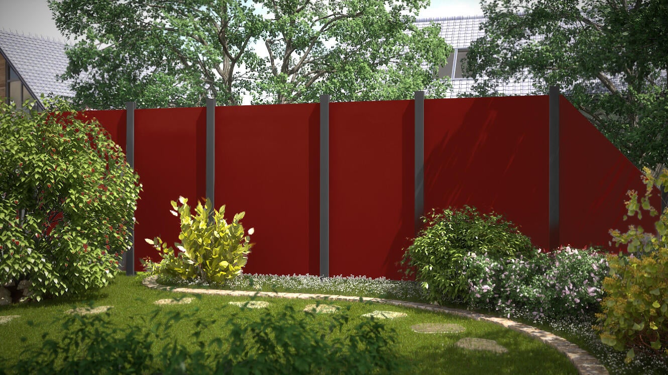 Panneau de clôture aluminium plein 2733, l.90 x H.180 cm, rouge - 3
