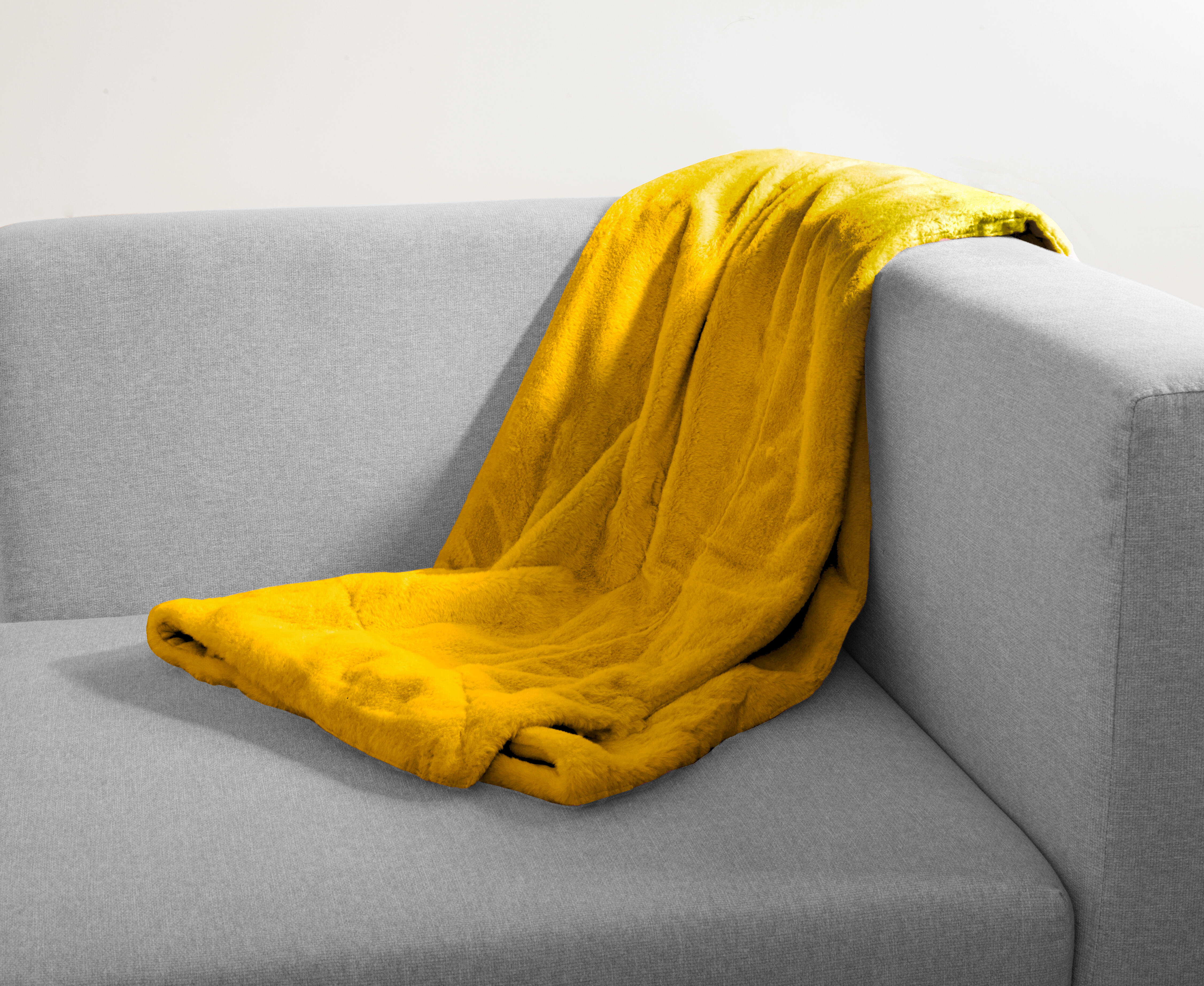 Manta fox mink poliéster amarillo lima 130x170 cm