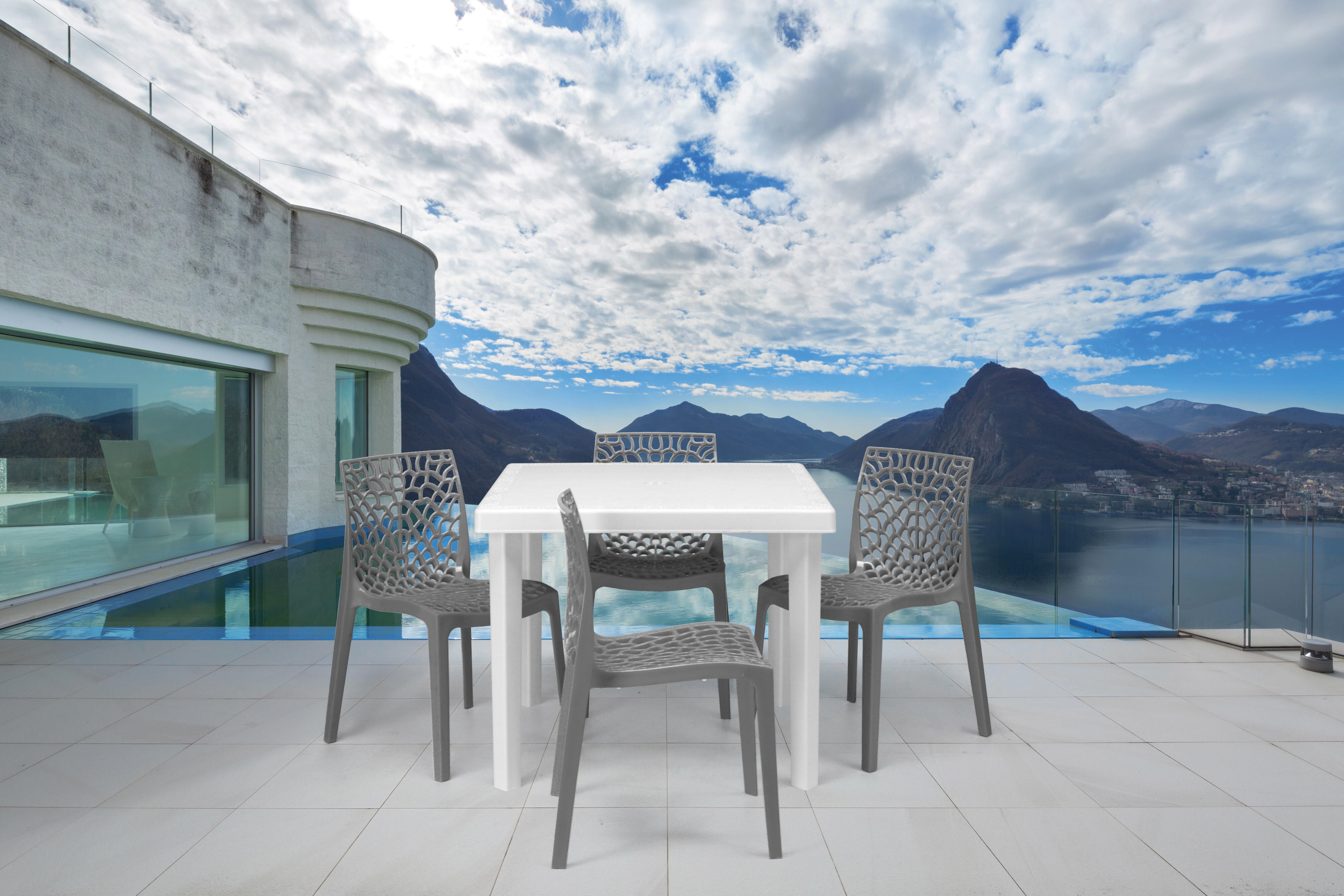 Chaise GRAND SOLEIL Grafik en résine injectée gris - 2