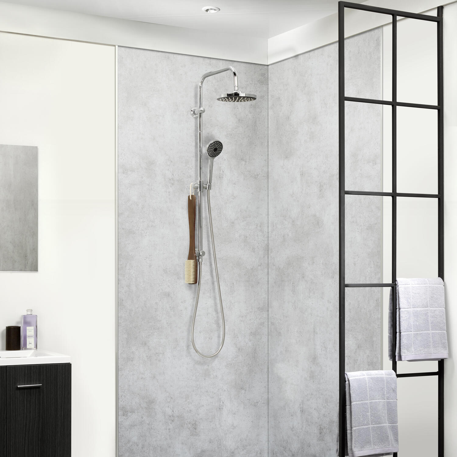 Lot de 2 panneau douche PVC XL gris Chicago DUMAWALL, L.260 x l.90 cm ...