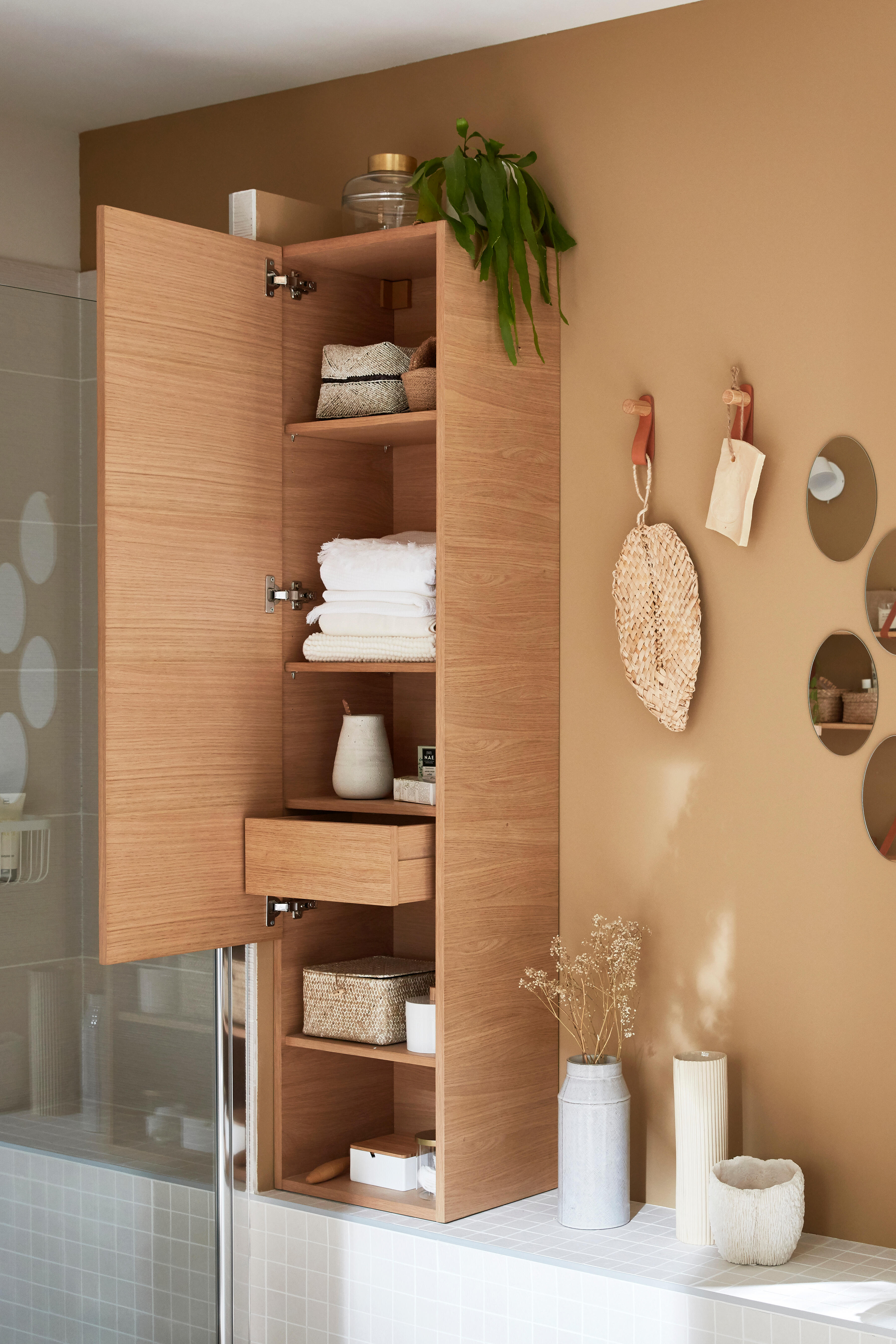 Colonne l.40 x H.165 x P.32 cm placage chêne Natural - 3