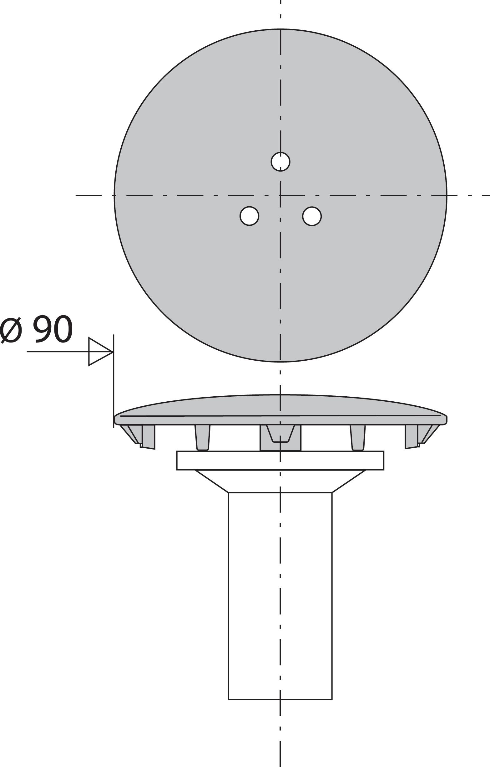 Capot métal chromé D90 mm pour bonde de receveur, VALENTIN - 2