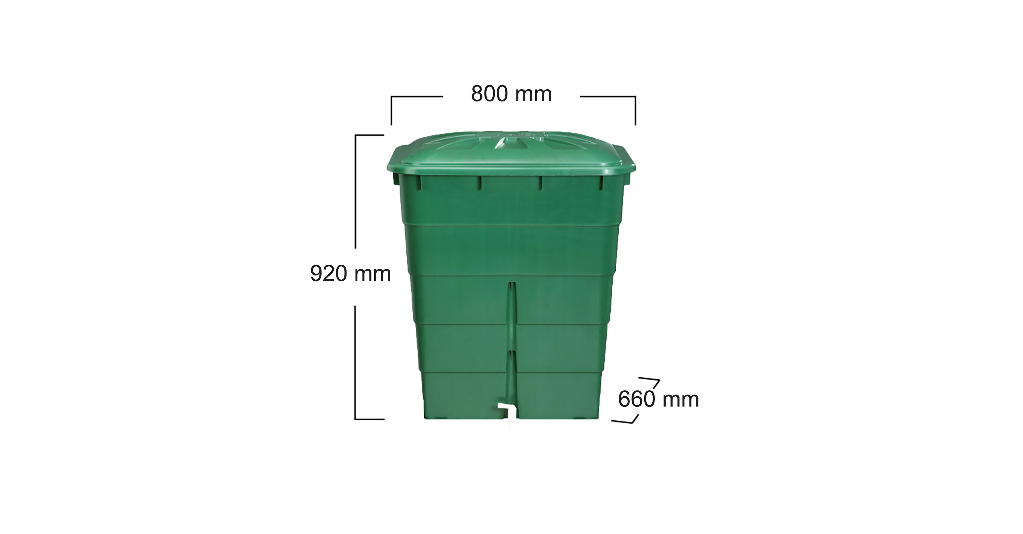 Récupérateur d'eau aérien GARANTIA rectangulaire vert, 300 l - 5