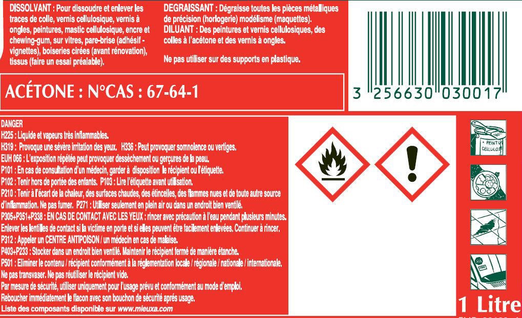 Acétone MIEUXA, 1l - 2