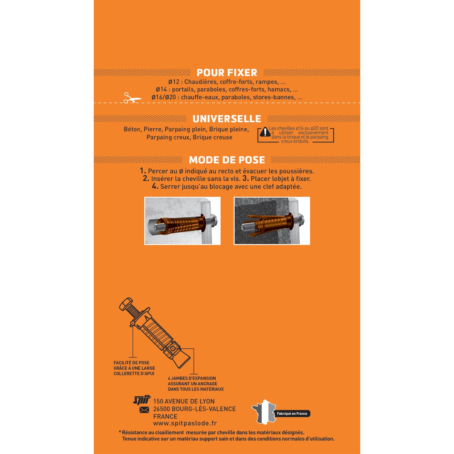 Lot de 2 Cheville murale avec vis prima PRIMA810DP2 SPIT, Ø14 x L.55 mm - 2