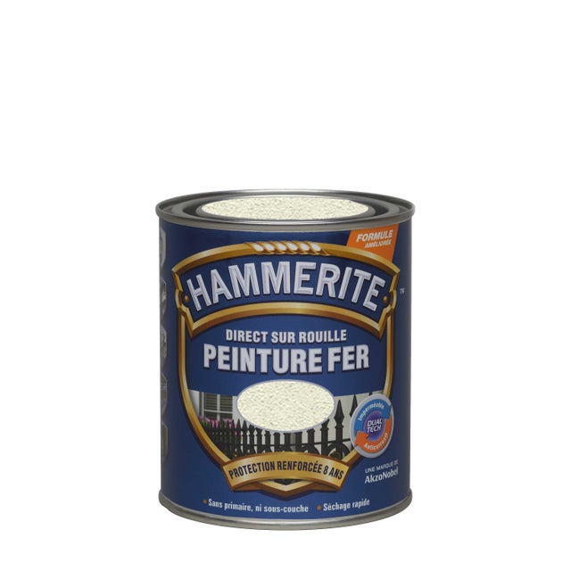 Peinture extérieure fer Forgé HAMMERITE blanc mat  0.75l
