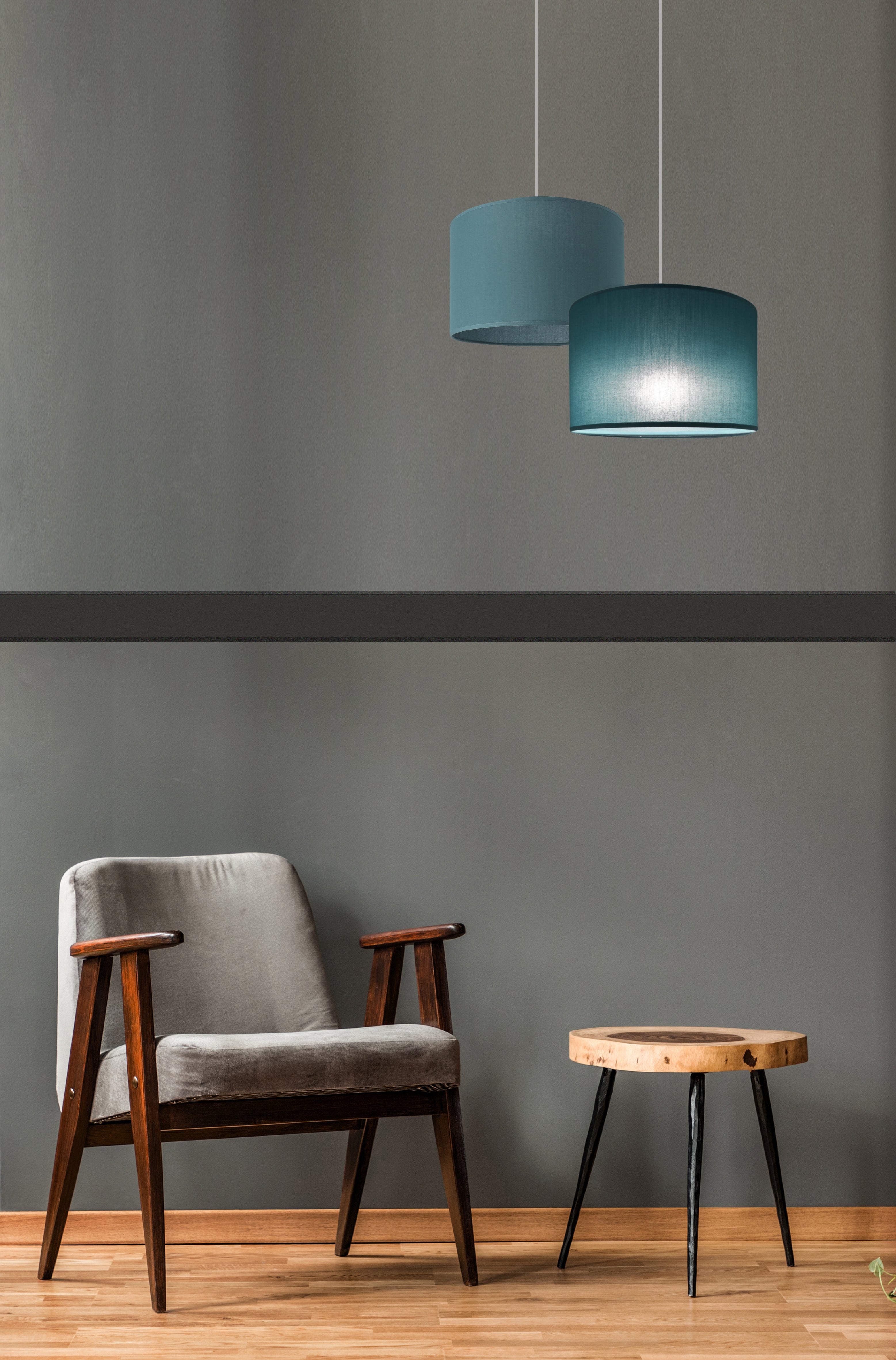 Suspension Natt polyester, bleu, Diam.29 cm, E27 - 2
