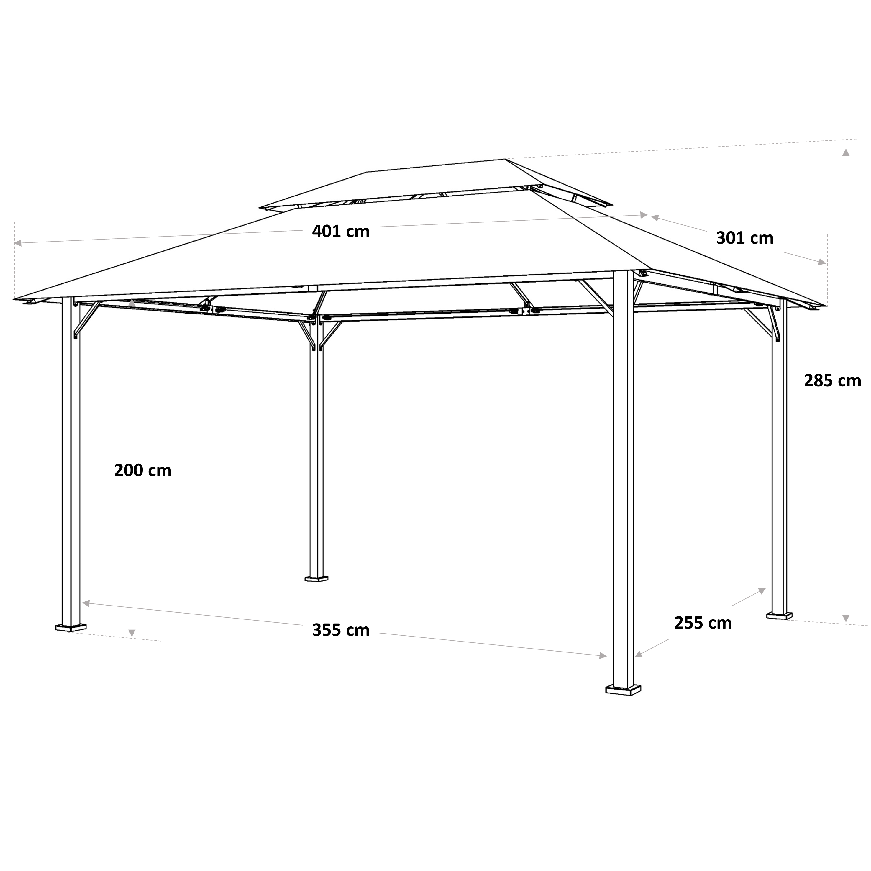 Cenador de aluminio con cubierta y cortinas NATERIAL Ágora de 270 x 370 cm blanco - 2