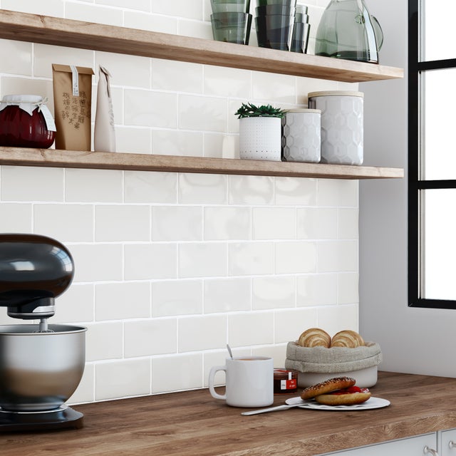 Carrelage mural blanc brillant l.7.5 x L.15 cm Bakerstreet