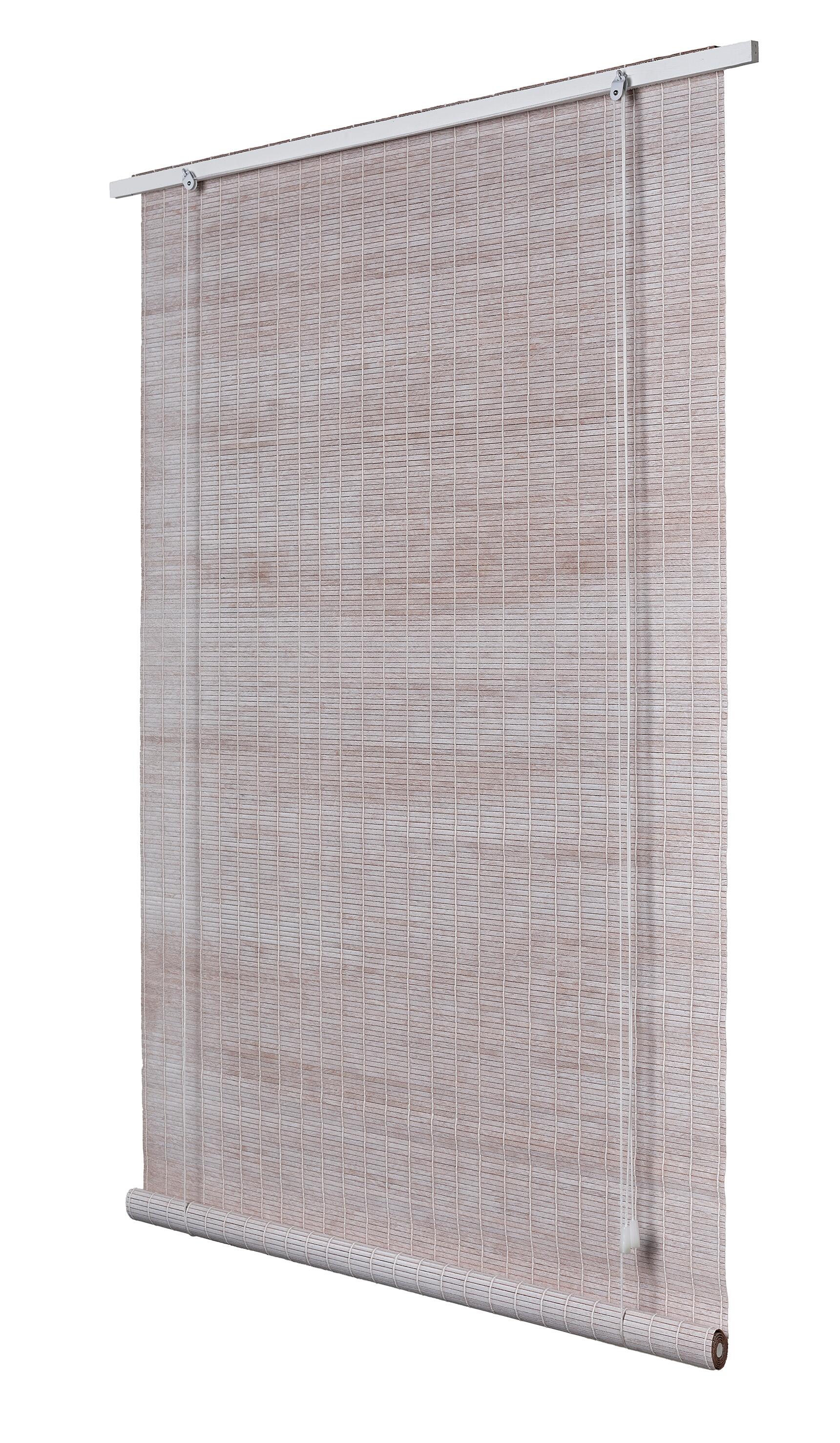 Store enrouleur tamisant Bois tissé blanc scandinave, l.150 x H.240 cm