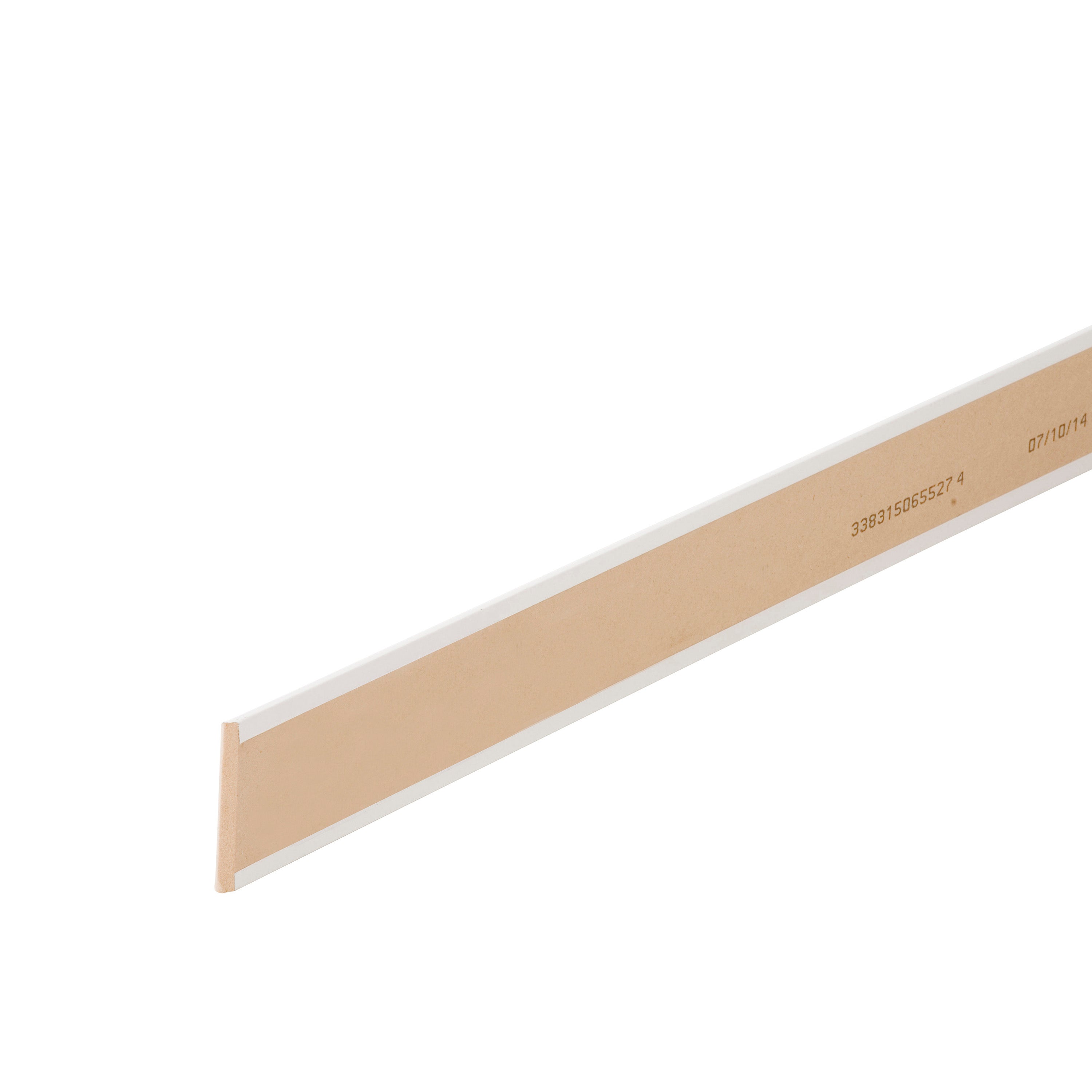Plinthe médium (MDF) arrondie revêtu mélaminé blanc brillant, 10x70 mm, L.2.2 m - 3