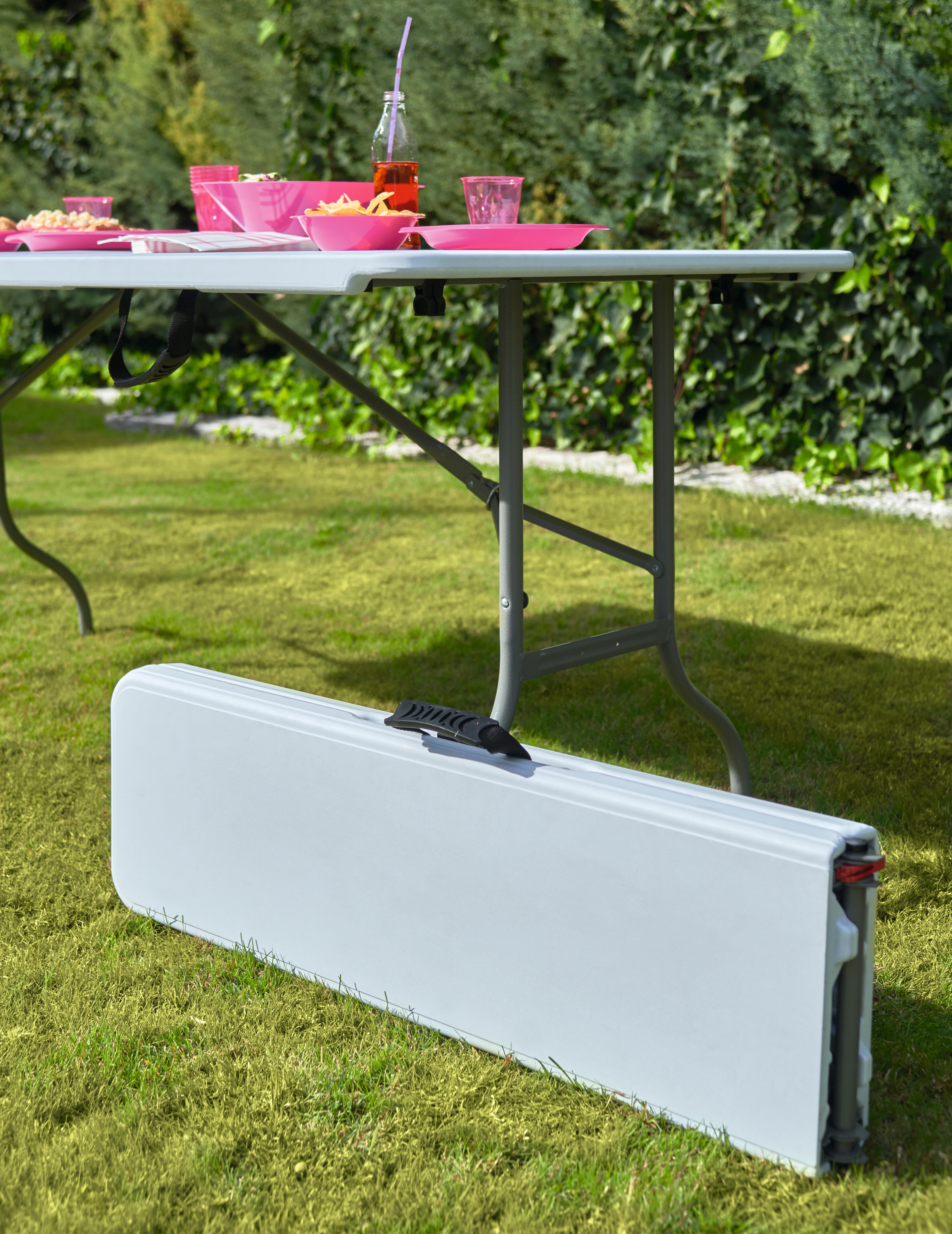 Panca da giardino in acciaio pieghevole Lifetime, seduta in resina iniettata bianca L 183 x H 43 x P 28 cm - 4