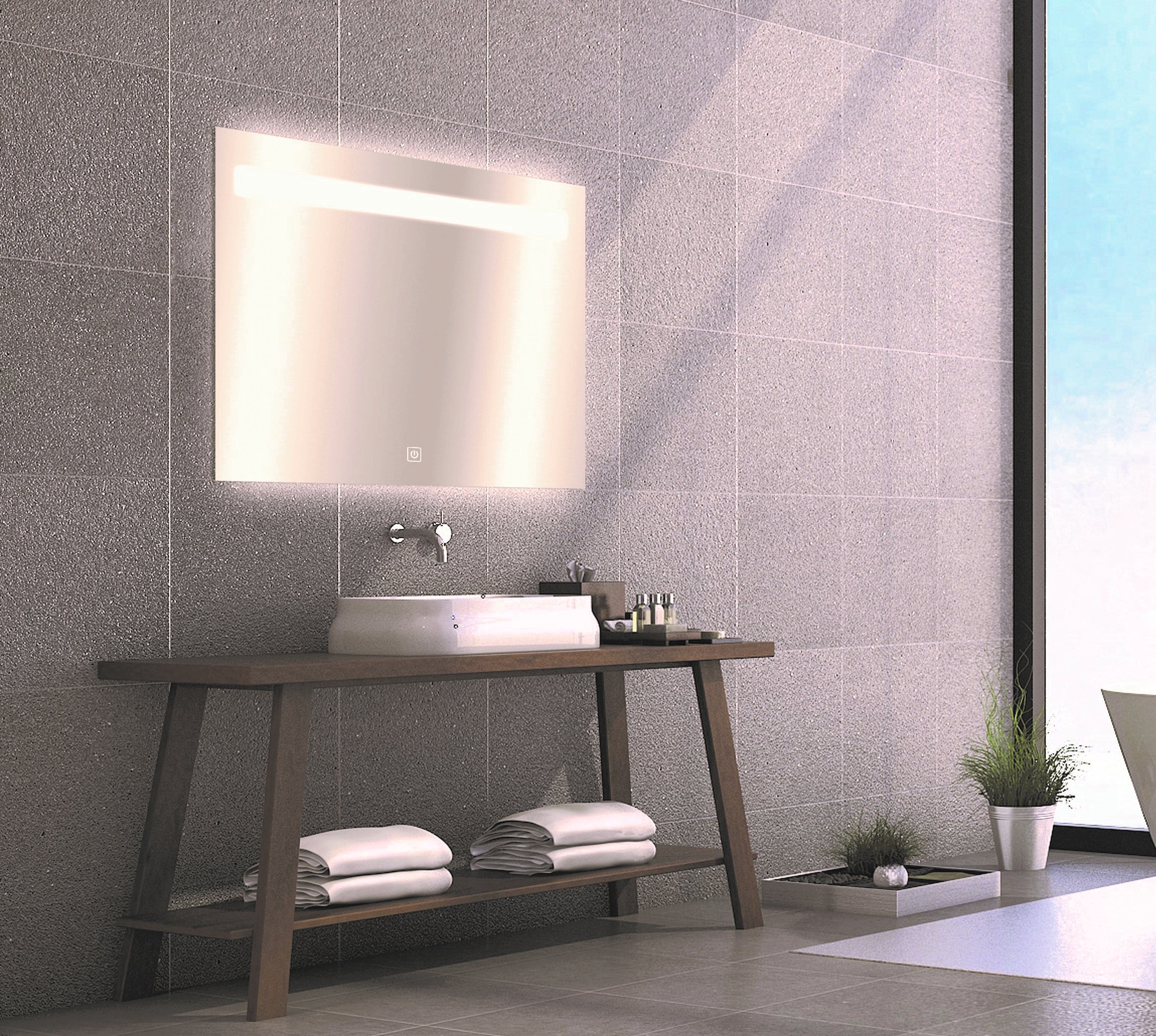 Miroir lumineux rectangulaire produit sans cadre l.100 x H.70 cm Portland - 4
