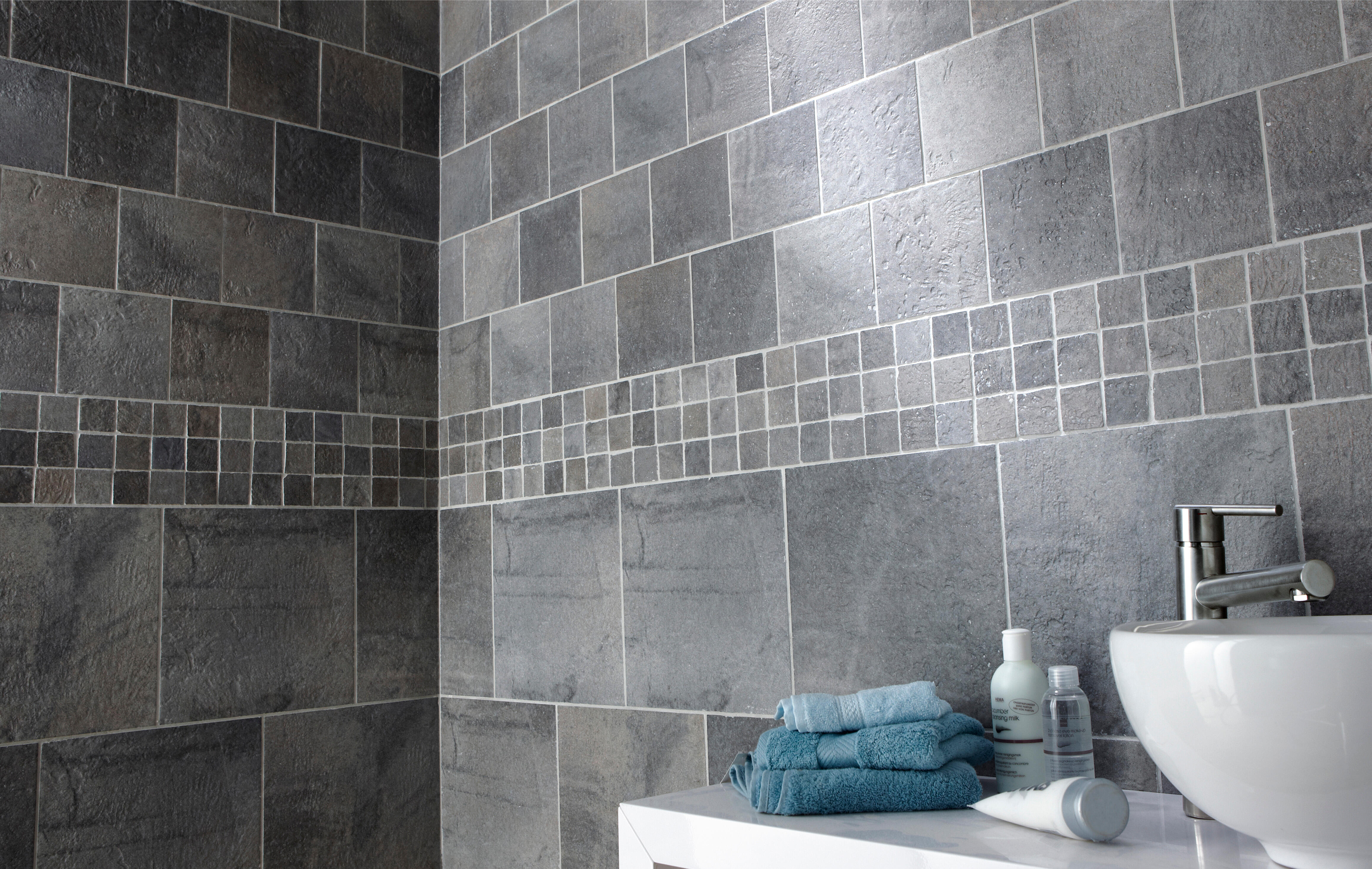 Carrelage mur intérieur / sol intérieur effet pierre gris Vestige l.15 x L.15 cm - 3