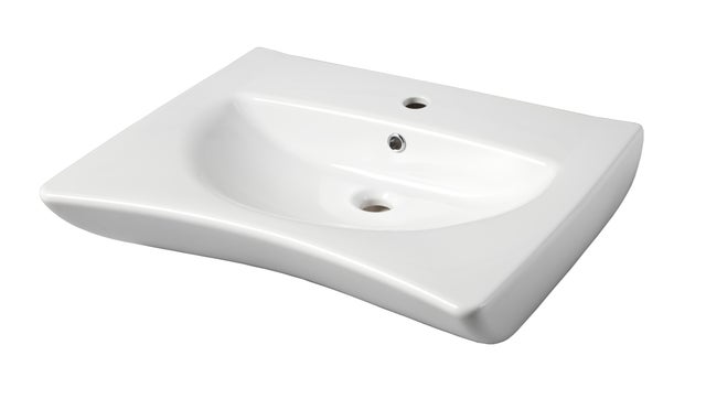Plan vasque simple en céramique Ergonomic, l.51 x P.24 x L.62 cm, blanc