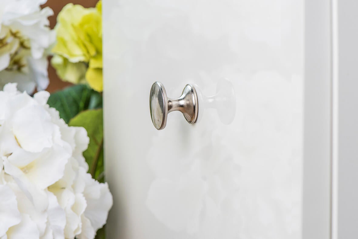 4 boutons de meuble ronds, zamak argent brossé, Diam.33 mm - 2