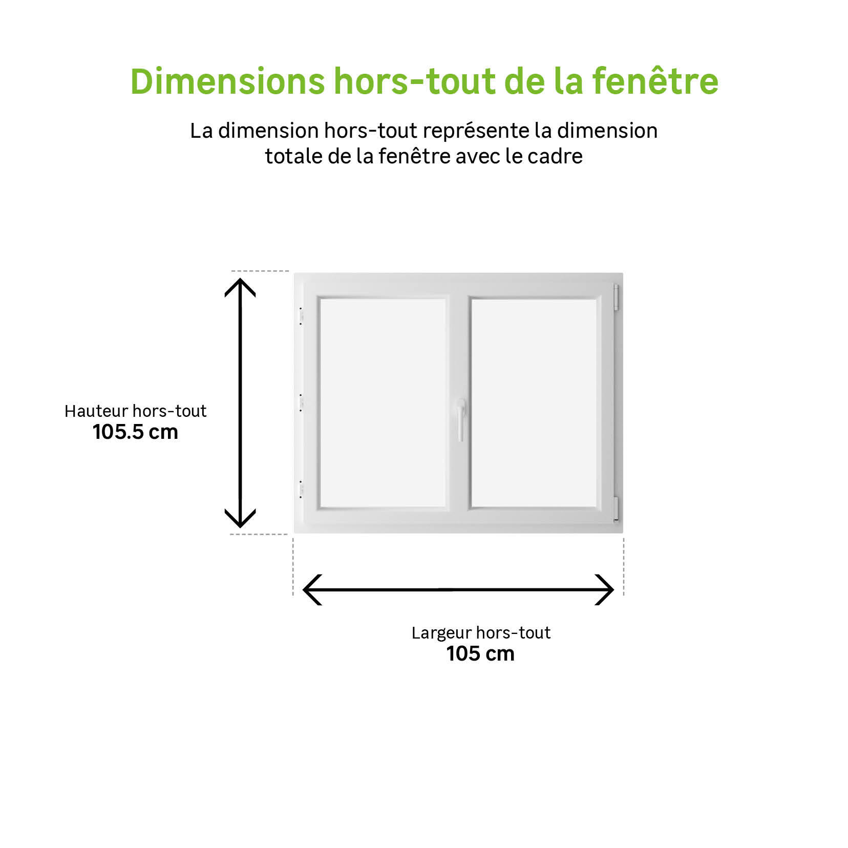 Fenêtre oscillo-battant PVC Essentiel H.105xl.100cm 2 vantaux blanc - 3